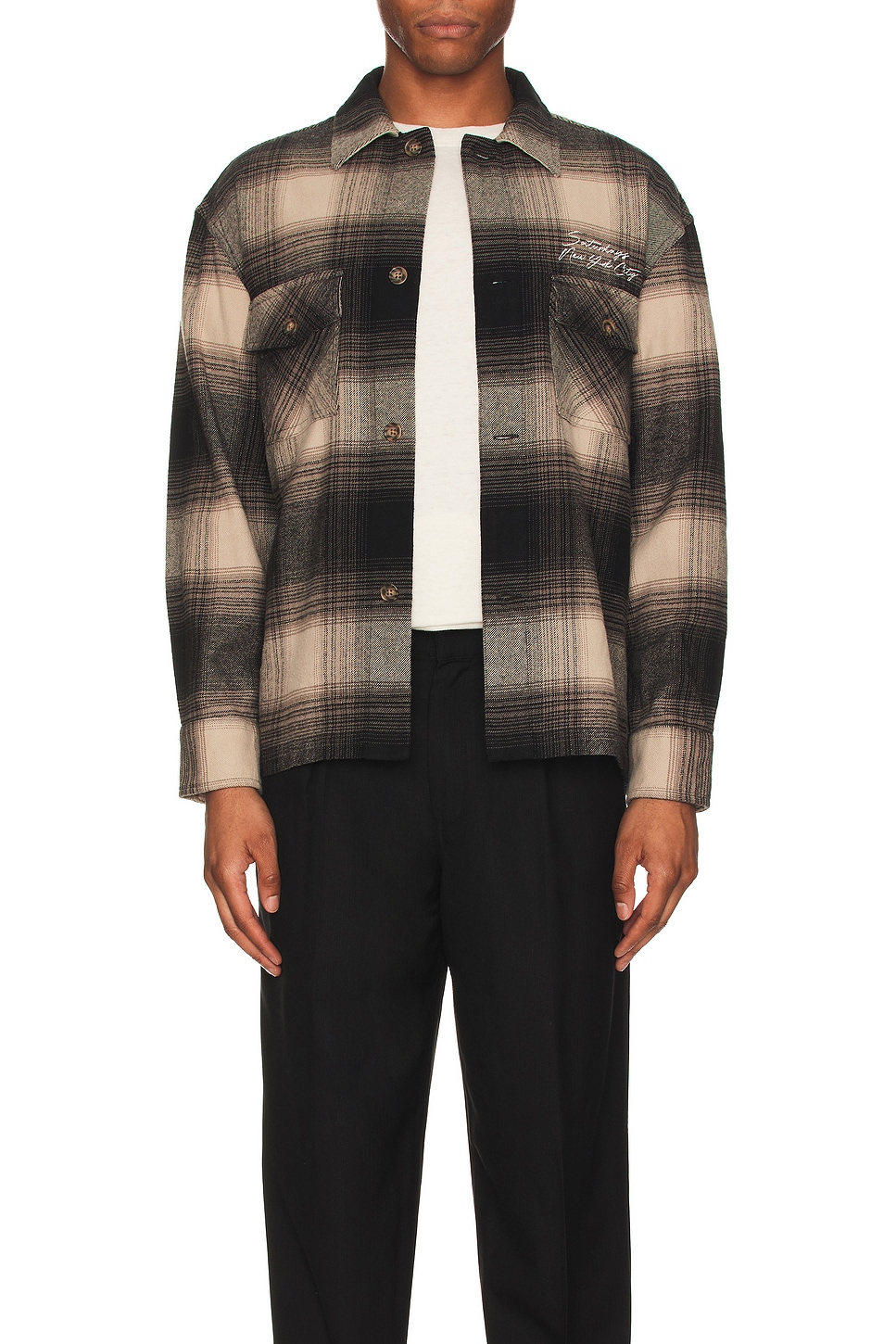 Image 1 of SATURDAYS NYC Driessen Flannel Overshirt in Bungee