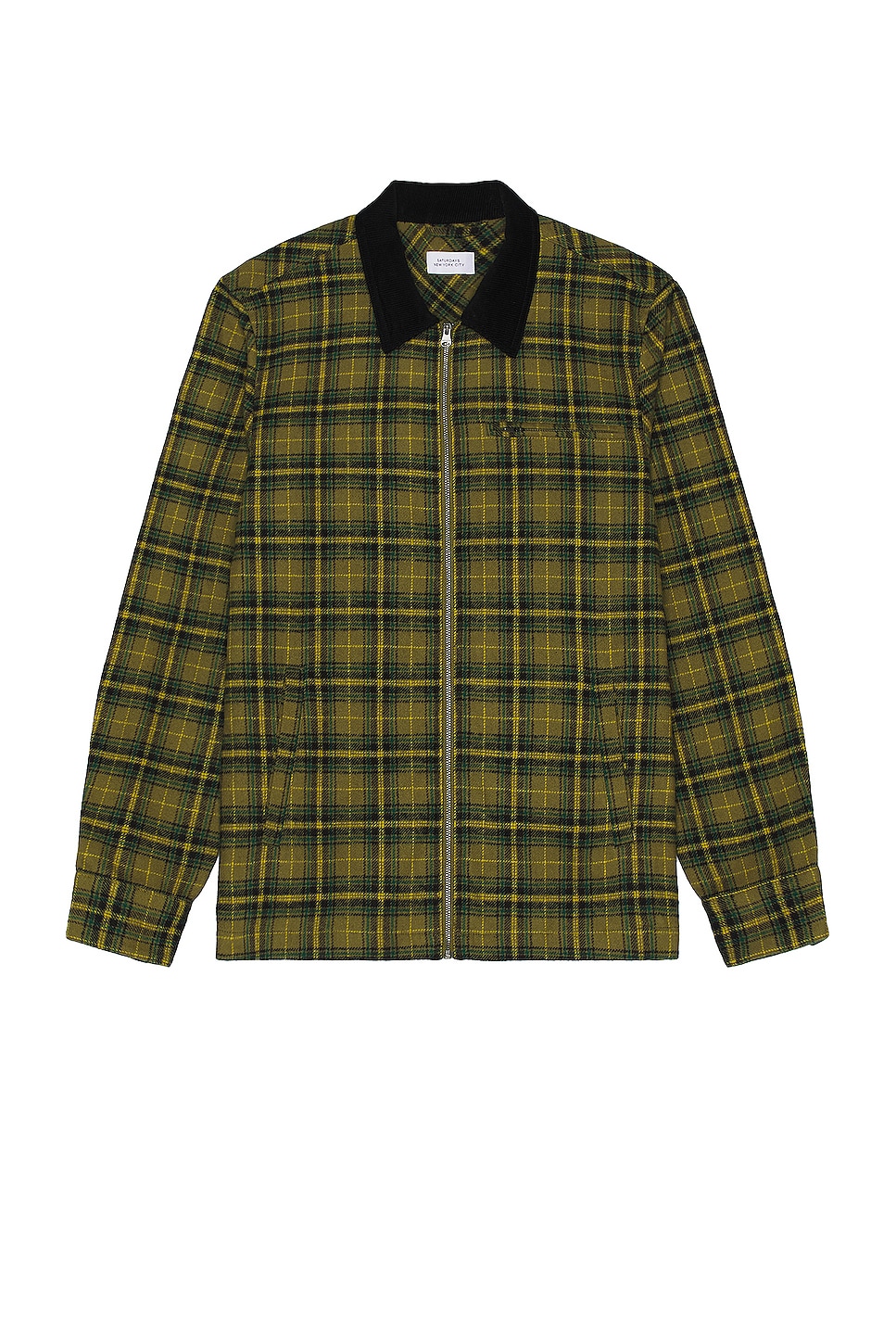 Image 1 of SATURDAYS NYC Ryan Zip Front Flannel Shirt in Mayfly
