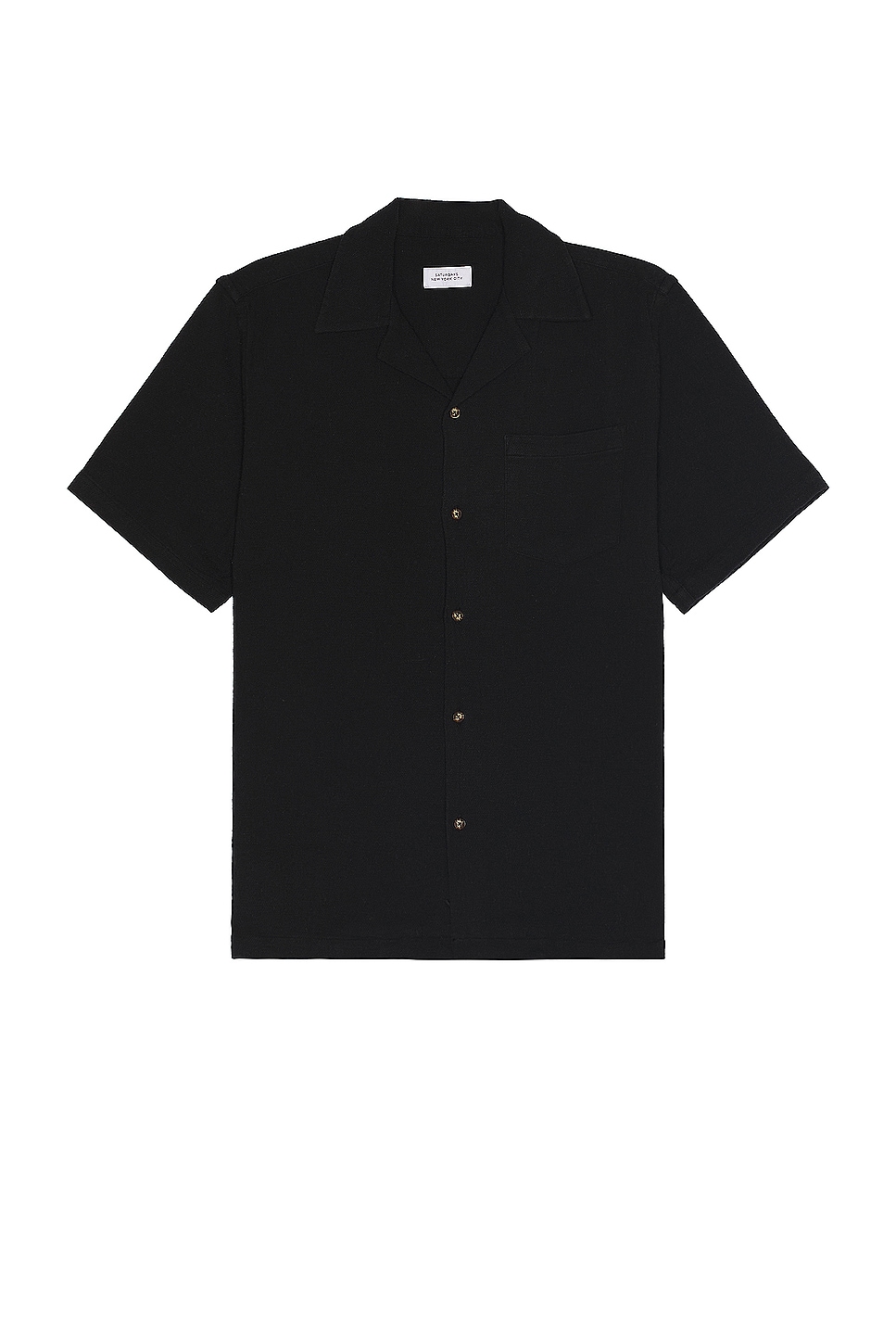 Image 1 of SATURDAYS NYC Canty Boucle Knit Short Sleeve Shirt in Black
