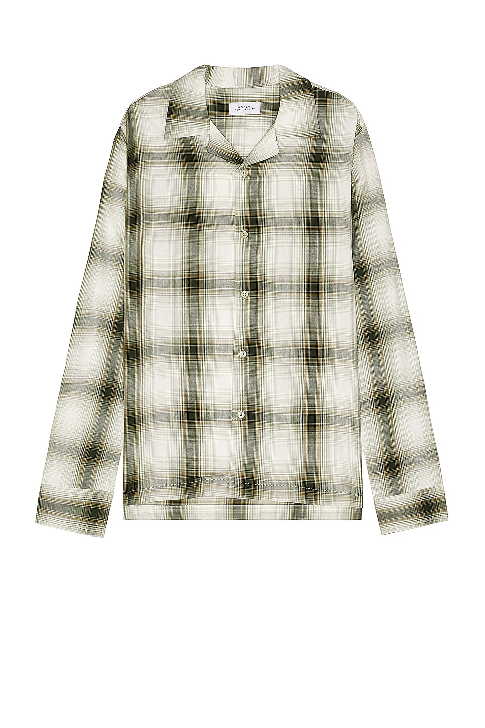 Image 1 of SATURDAYS NYC Marco Plaid Long Sleeve Shirt in Dark Forest