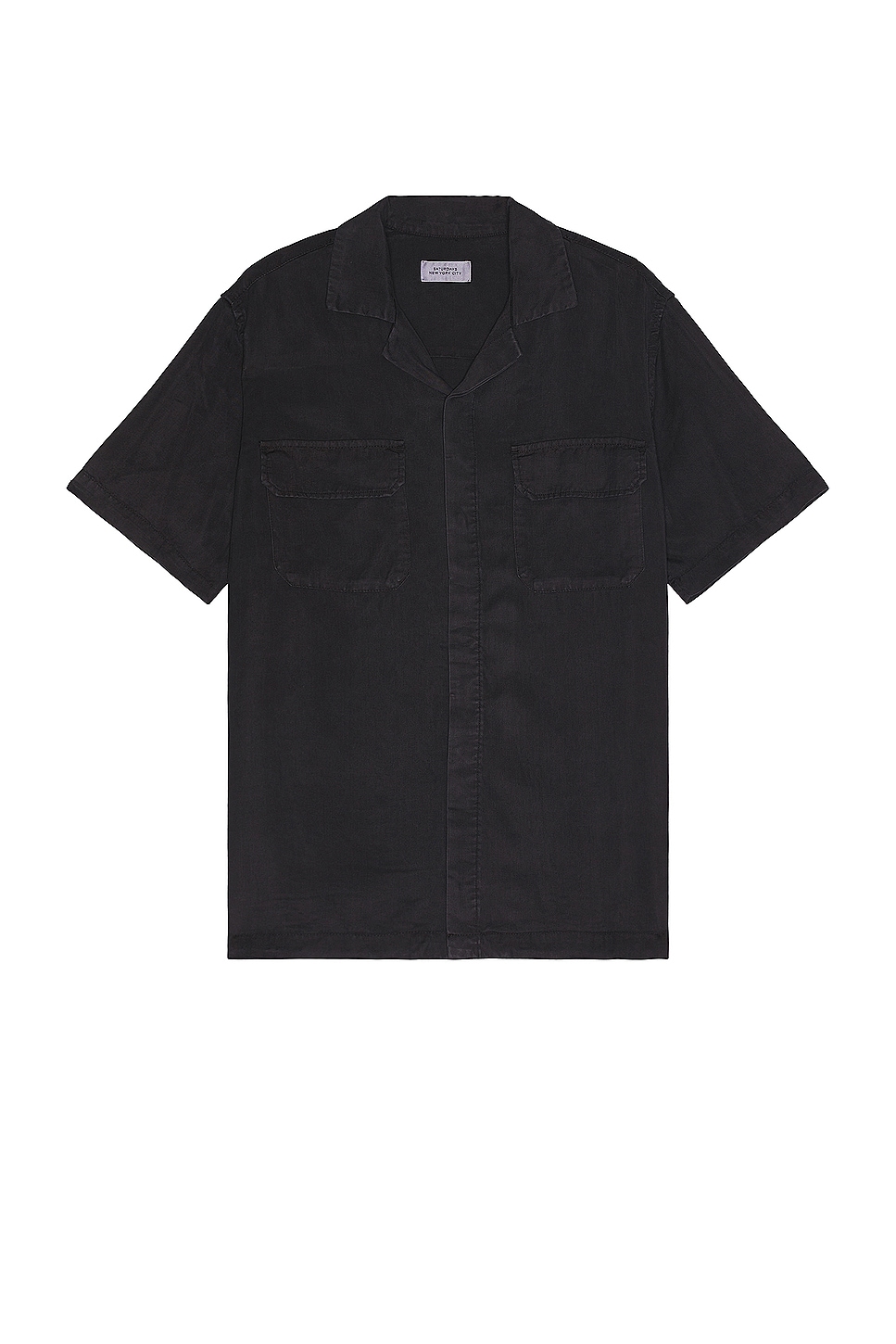 Image 1 of SATURDAYS NYC Gibson Pigment Dyed Short Sleeve Shirt in Black