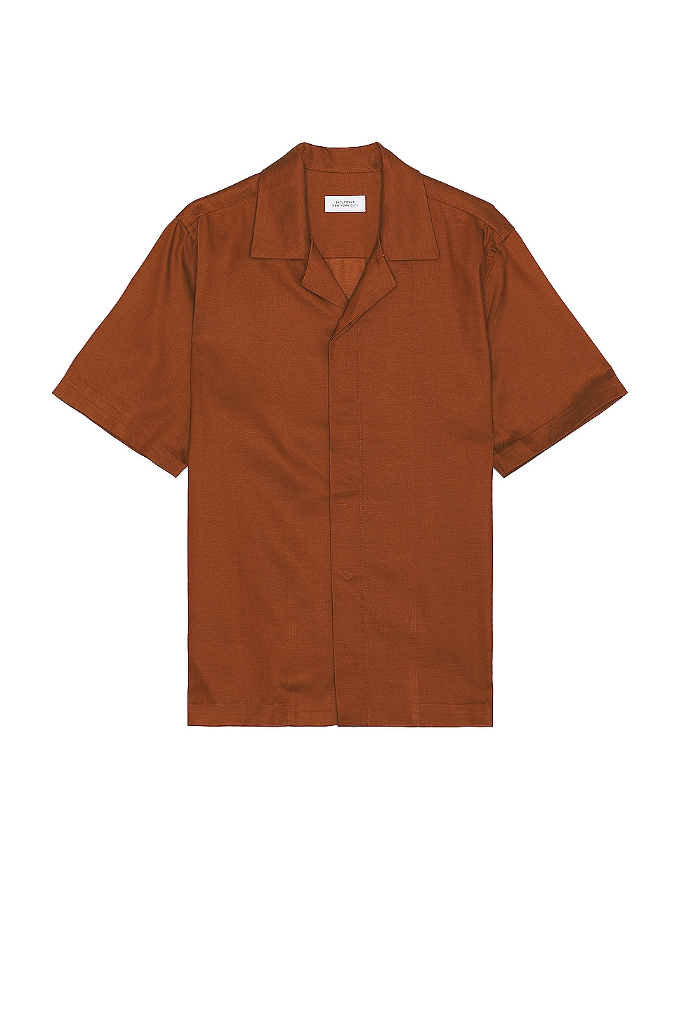 Image 1 of SATURDAYS NYC York Camp Collar Short Sleeve Shirt in Tortoise Shell