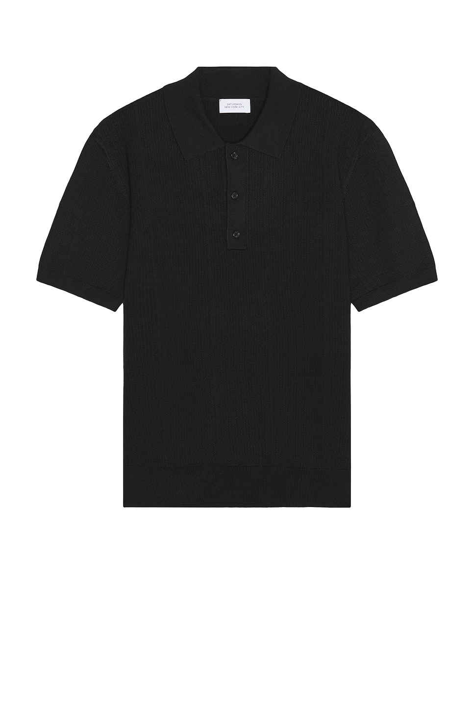 Image 1 of SATURDAYS NYC Jahmad Knit Polo in Black