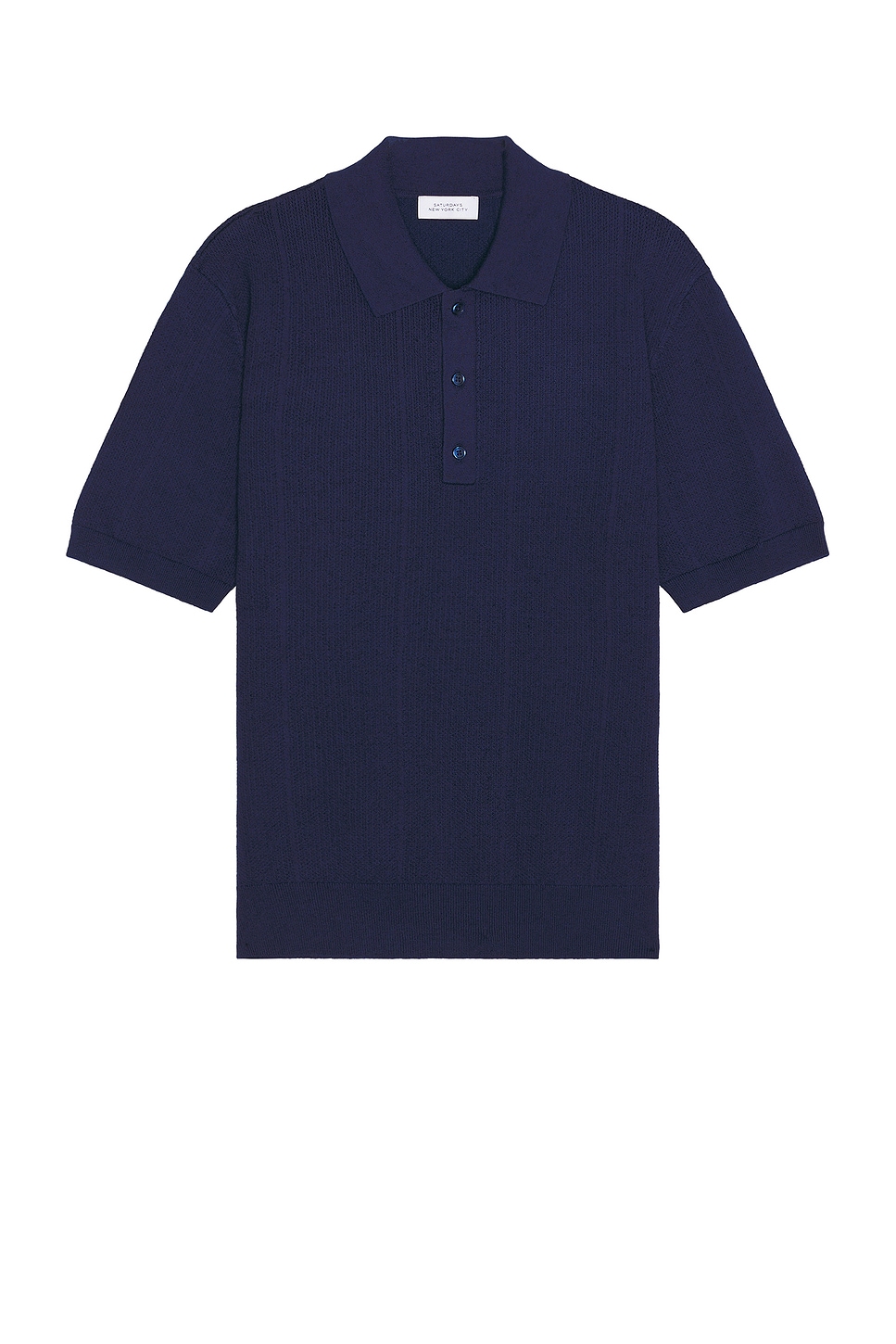 Image 1 of SATURDAYS NYC Jahmad Knit Polo in Ocean