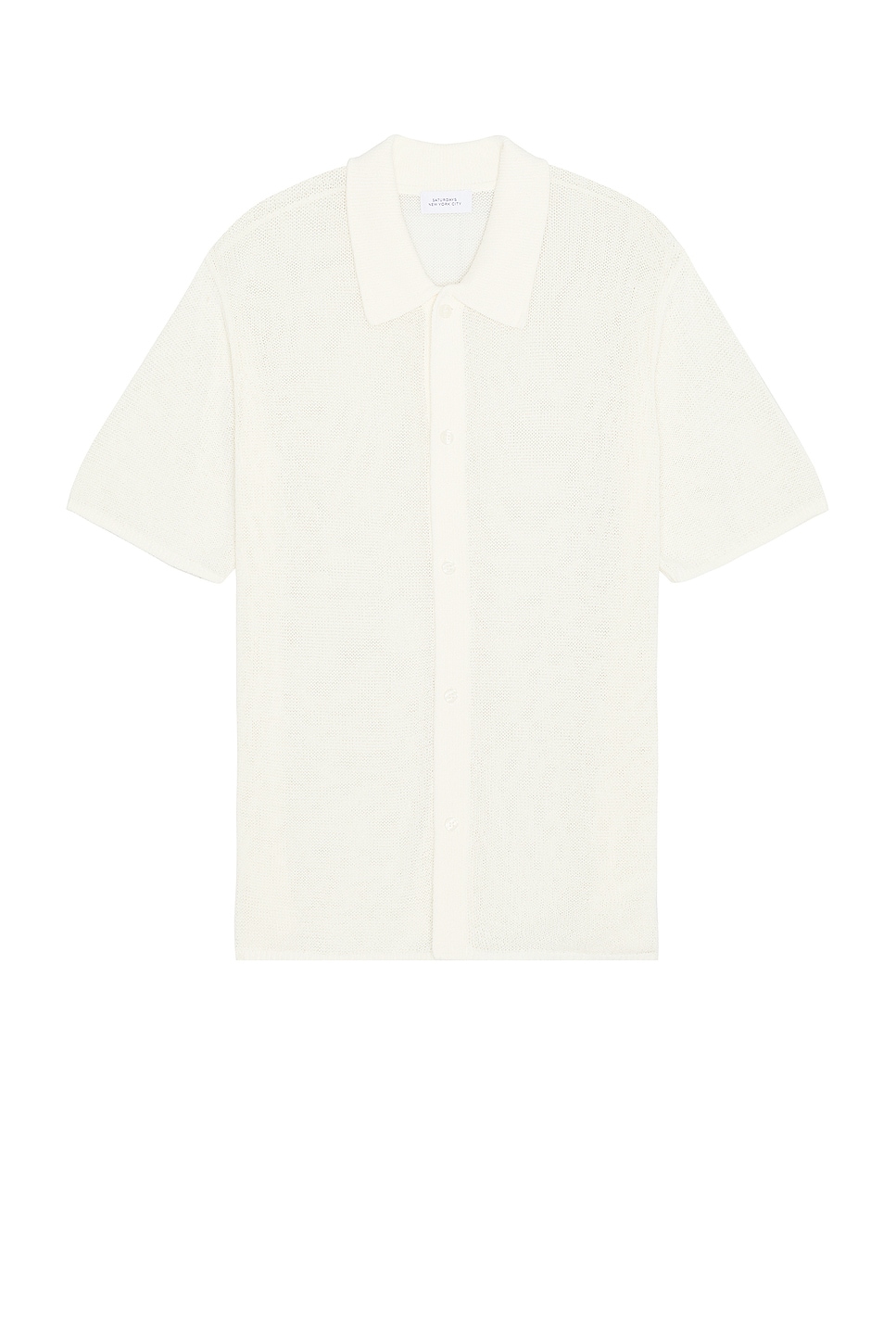 Image 1 of SATURDAYS NYC Kenneth Mesh Knit Shirt in Antique White