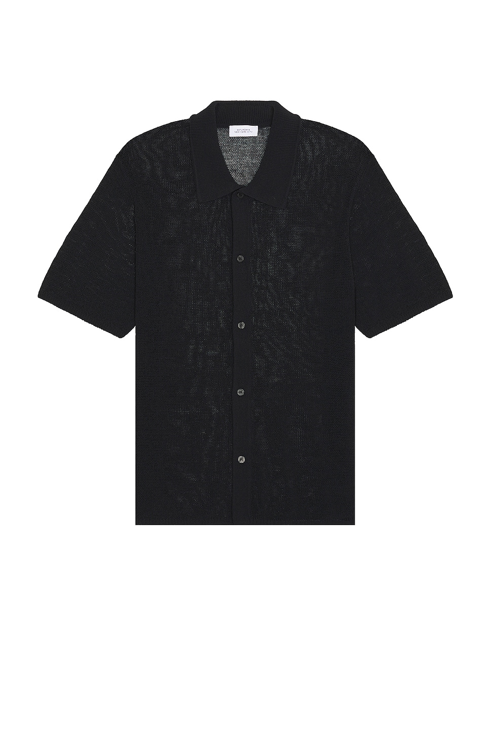 Image 1 of SATURDAYS NYC Kenneth Mesh Knit Shirt in Black