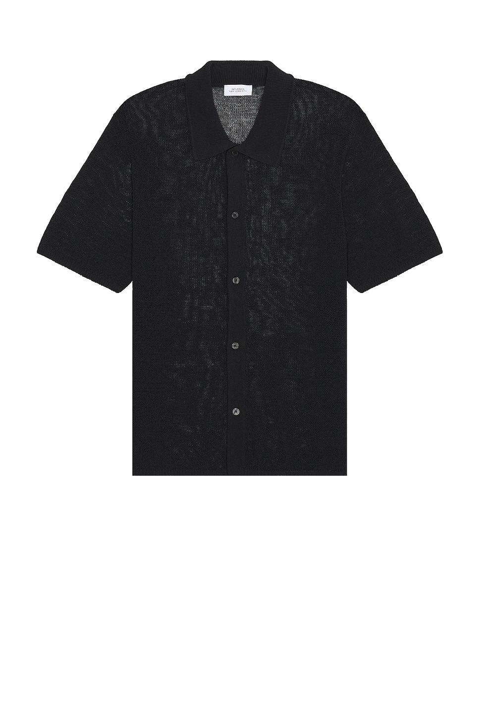 Image 1 of SATURDAYS NYC Kenneth Mesh Knit Shirt in Black