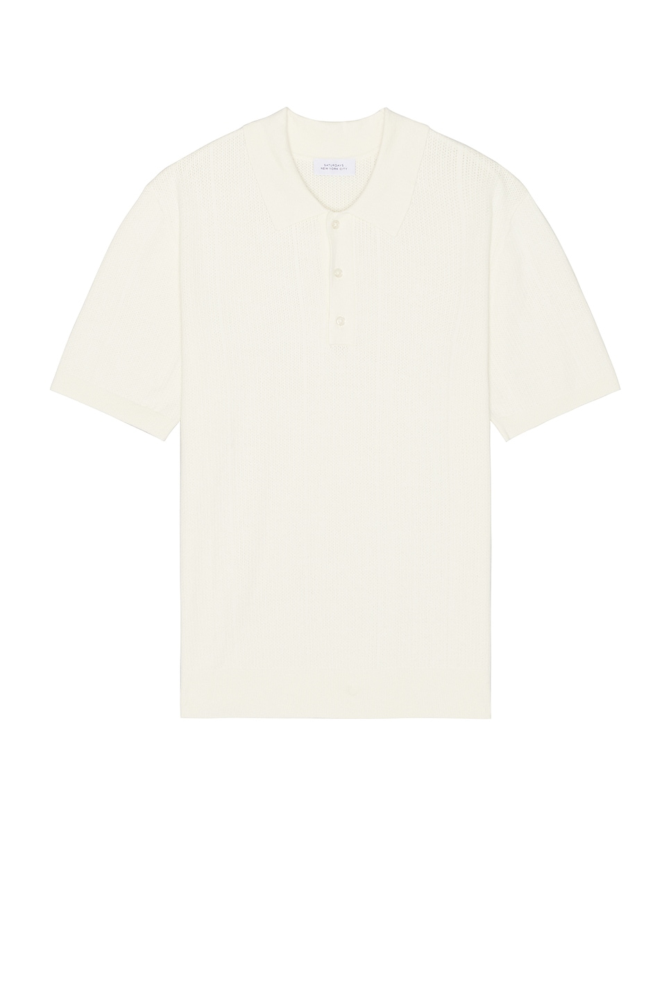 Image 1 of SATURDAYS NYC Jahmad Knit Polo in Ivory