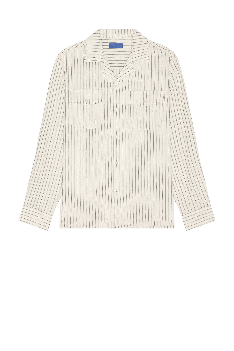 Image 1 of SATURDAYS NYC Marco Brushed Long Sleeve Shirt in Ivory