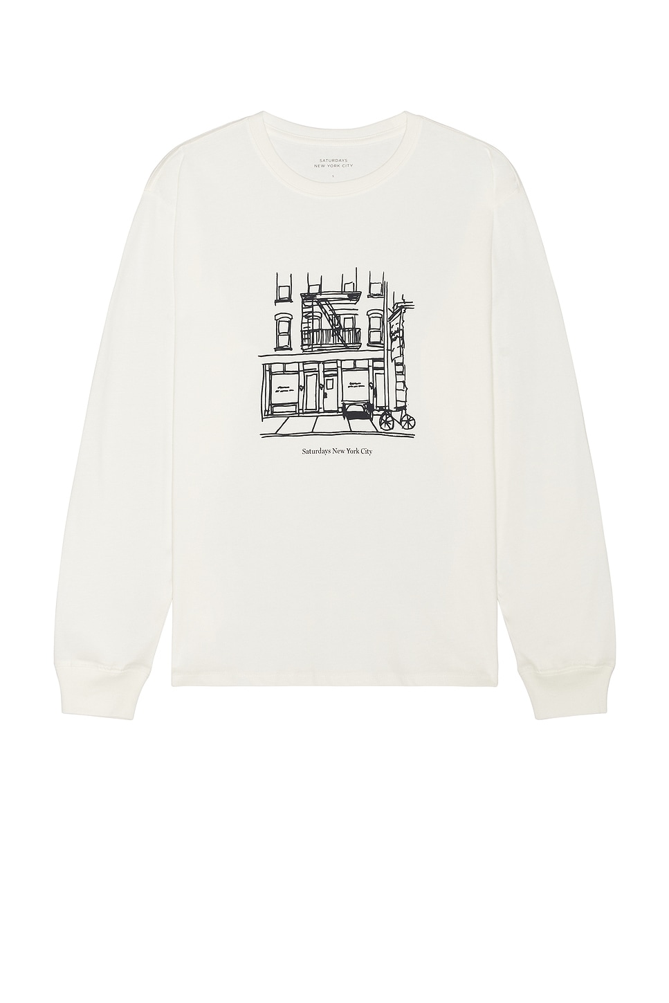 Image 1 of SATURDAYS NYC Cafe Standard Long Sleeve Tee in Ivory