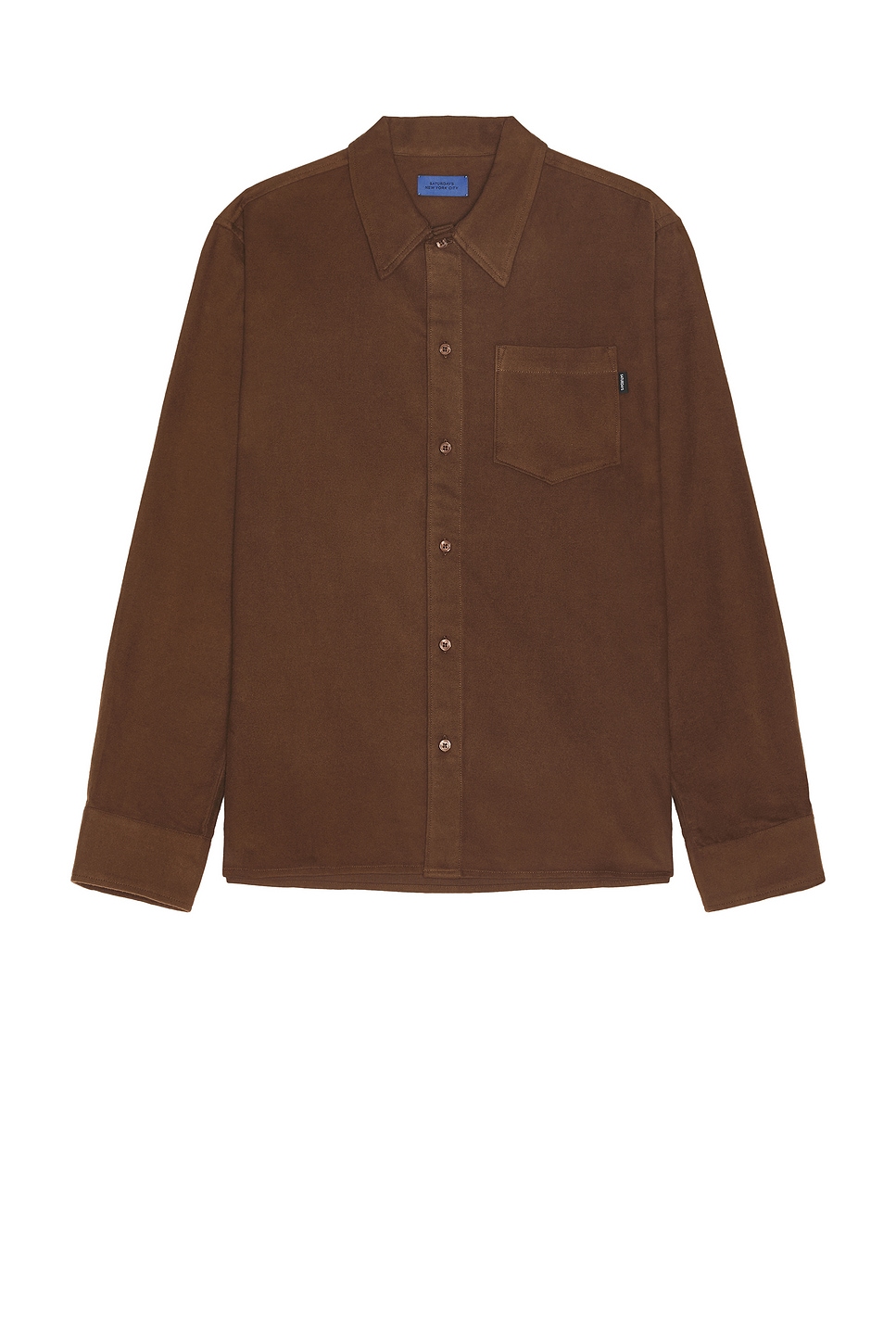 Image 1 of SATURDAYS NYC Broome Flannel Long Sleeve Shirt in Coffee Bean