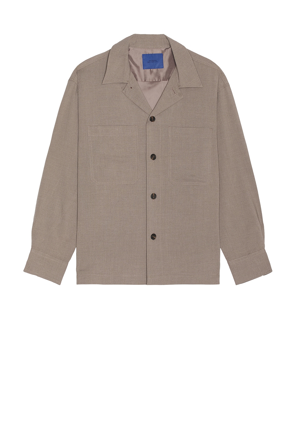 Image 1 of SATURDAYS NYC Driessen Wool Gabardine Overshirt in Taupe