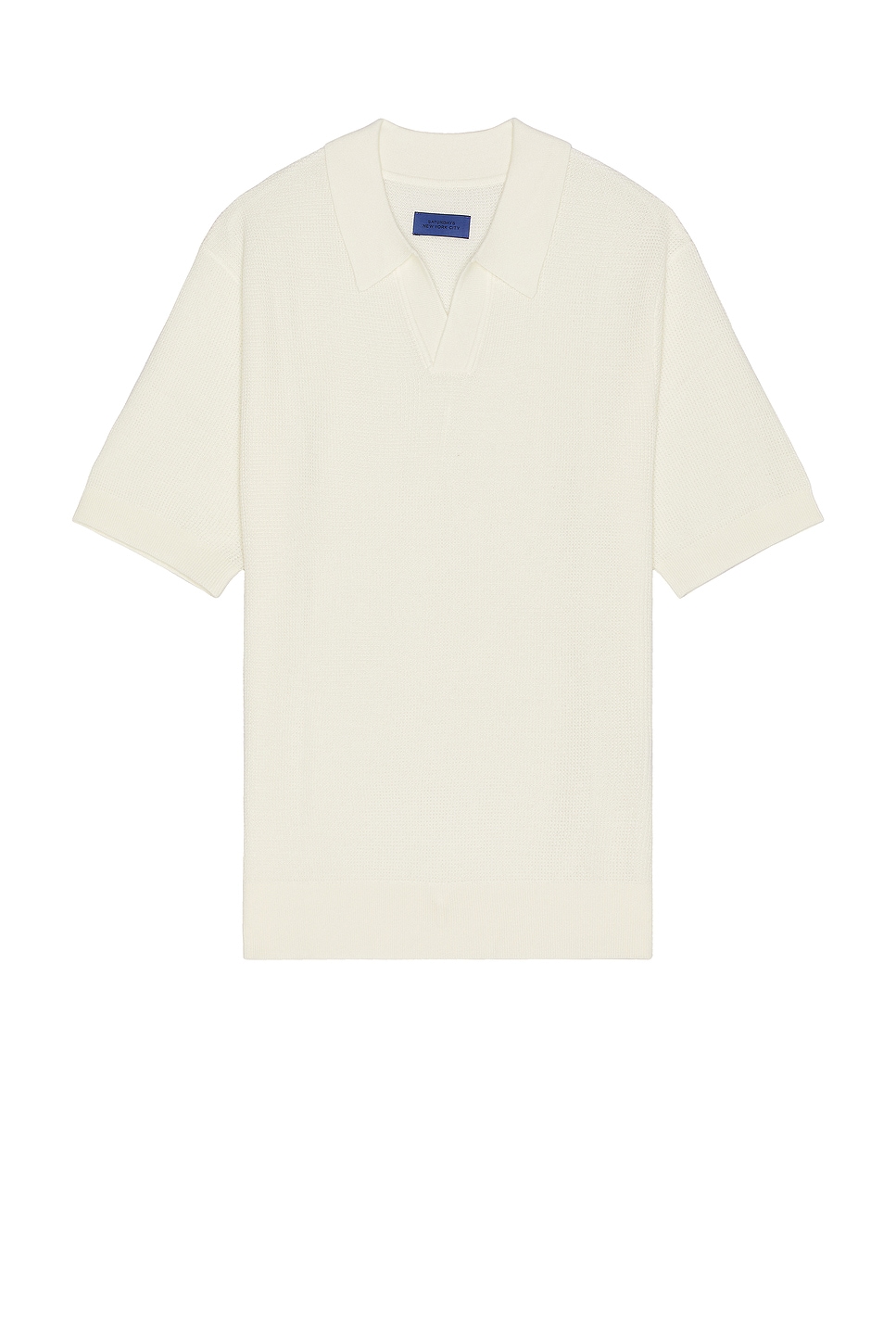 Image 1 of SATURDAYS NYC Alex Merino Wool Open Placket Polo in Ivory