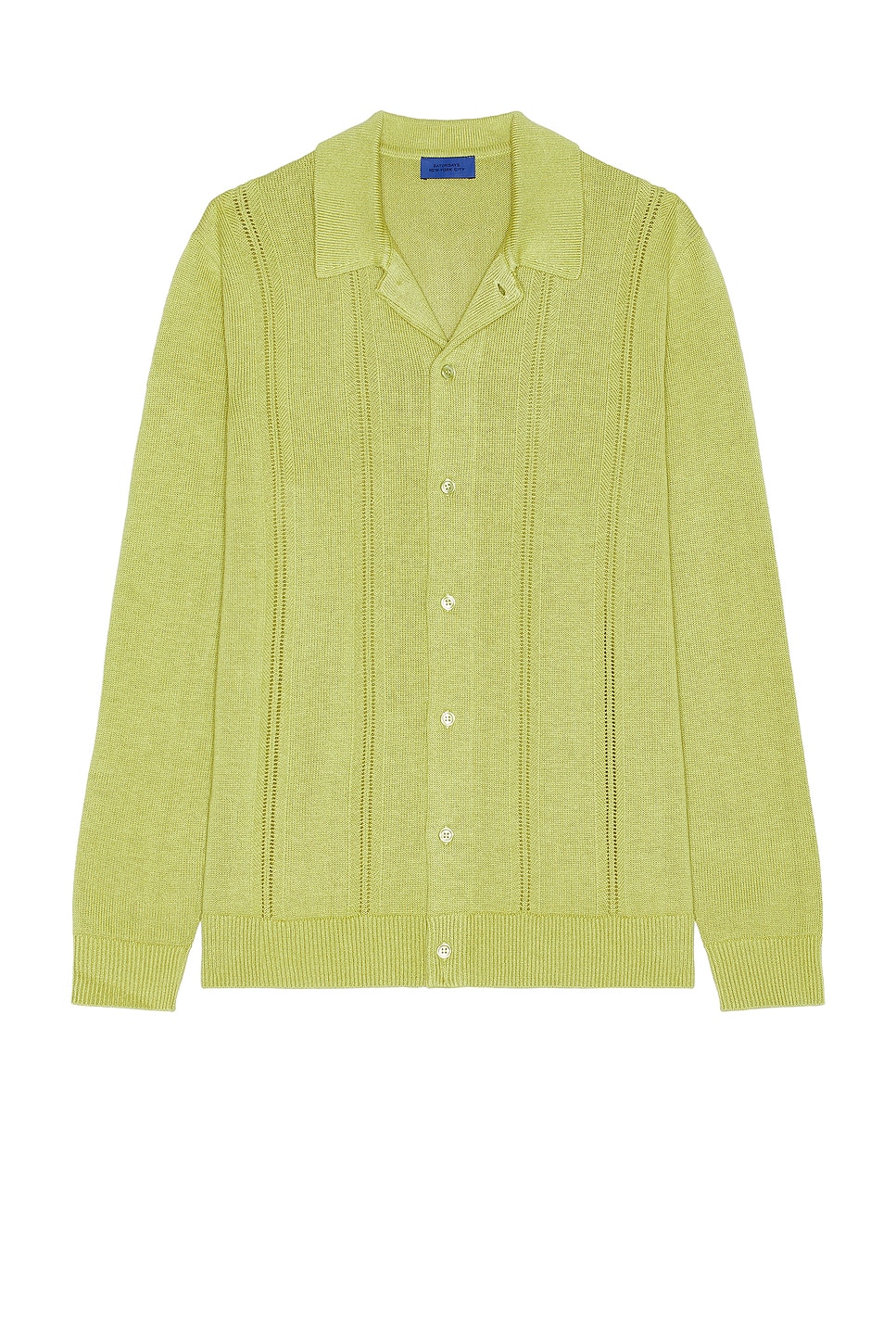 Jahmad Linen Long Sleeve Polo in Green