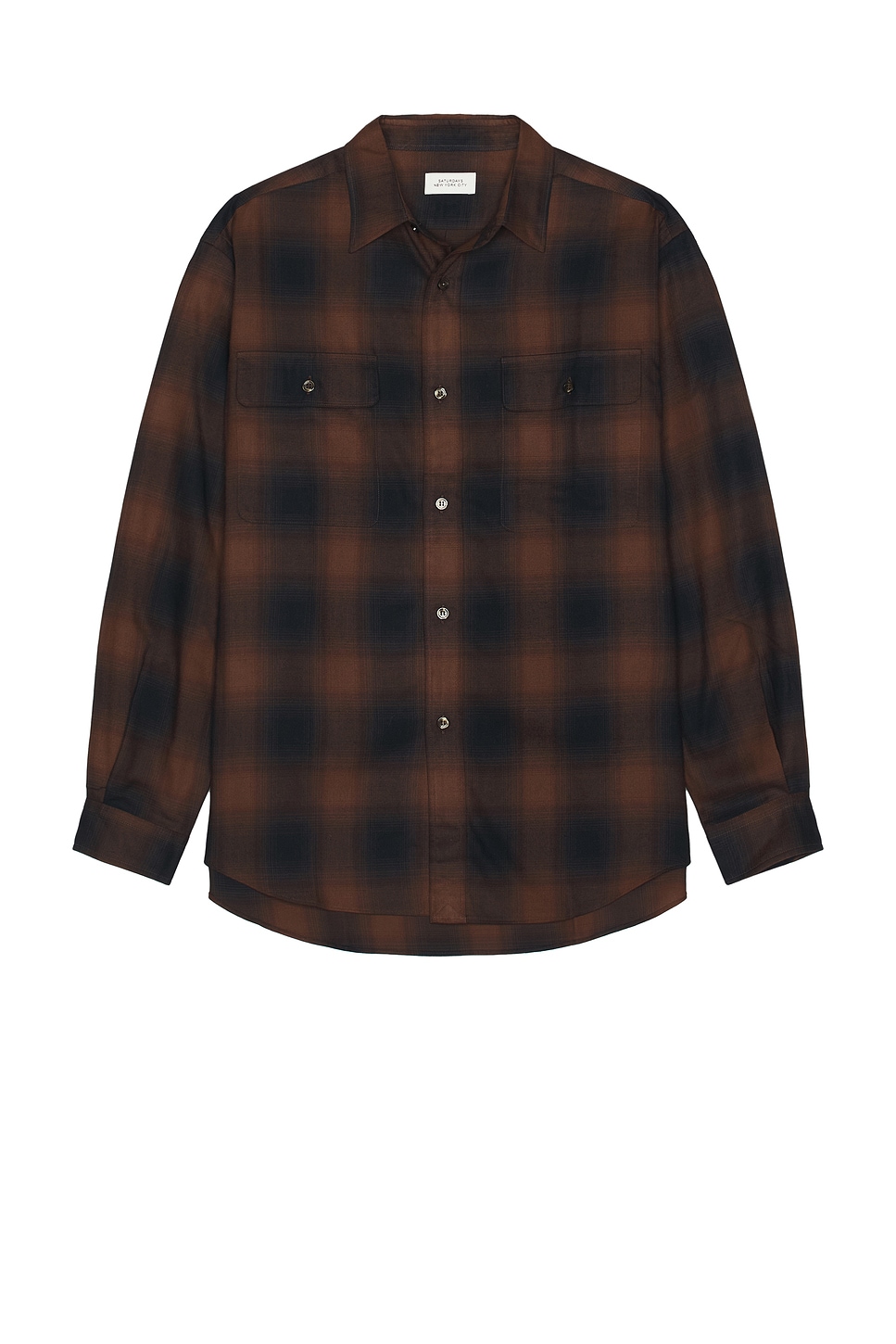 Ombre Check Work Shirt in Brown