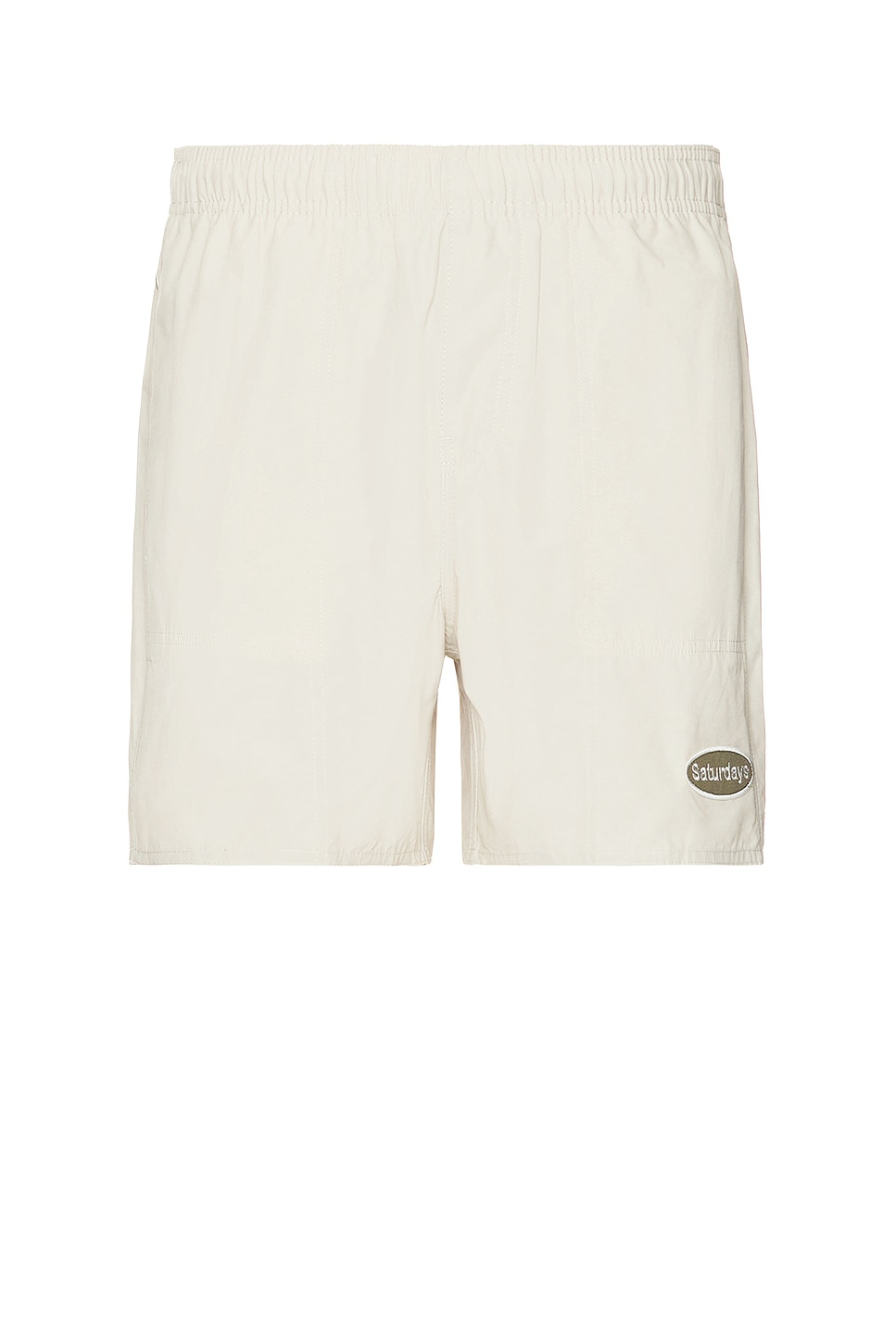 Image 1 of SATURDAYS NYC Talley Patch Logo Swim Short in Pumice Stone