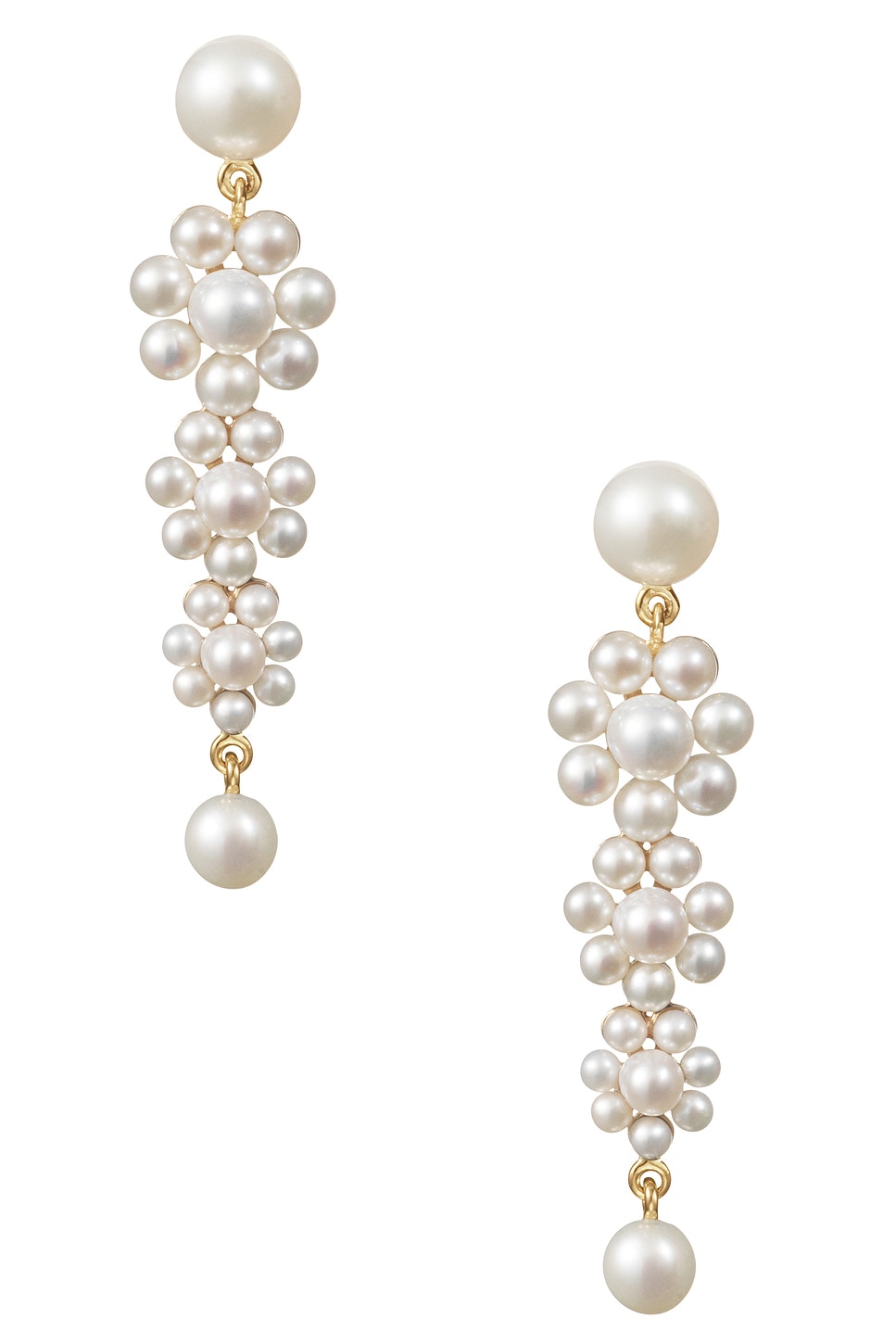 Image 1 of Sophie Bille Brahe Petite Margurite Fleur Earrings in 14k Recycled Yellow Gold & Freshwater Pearls