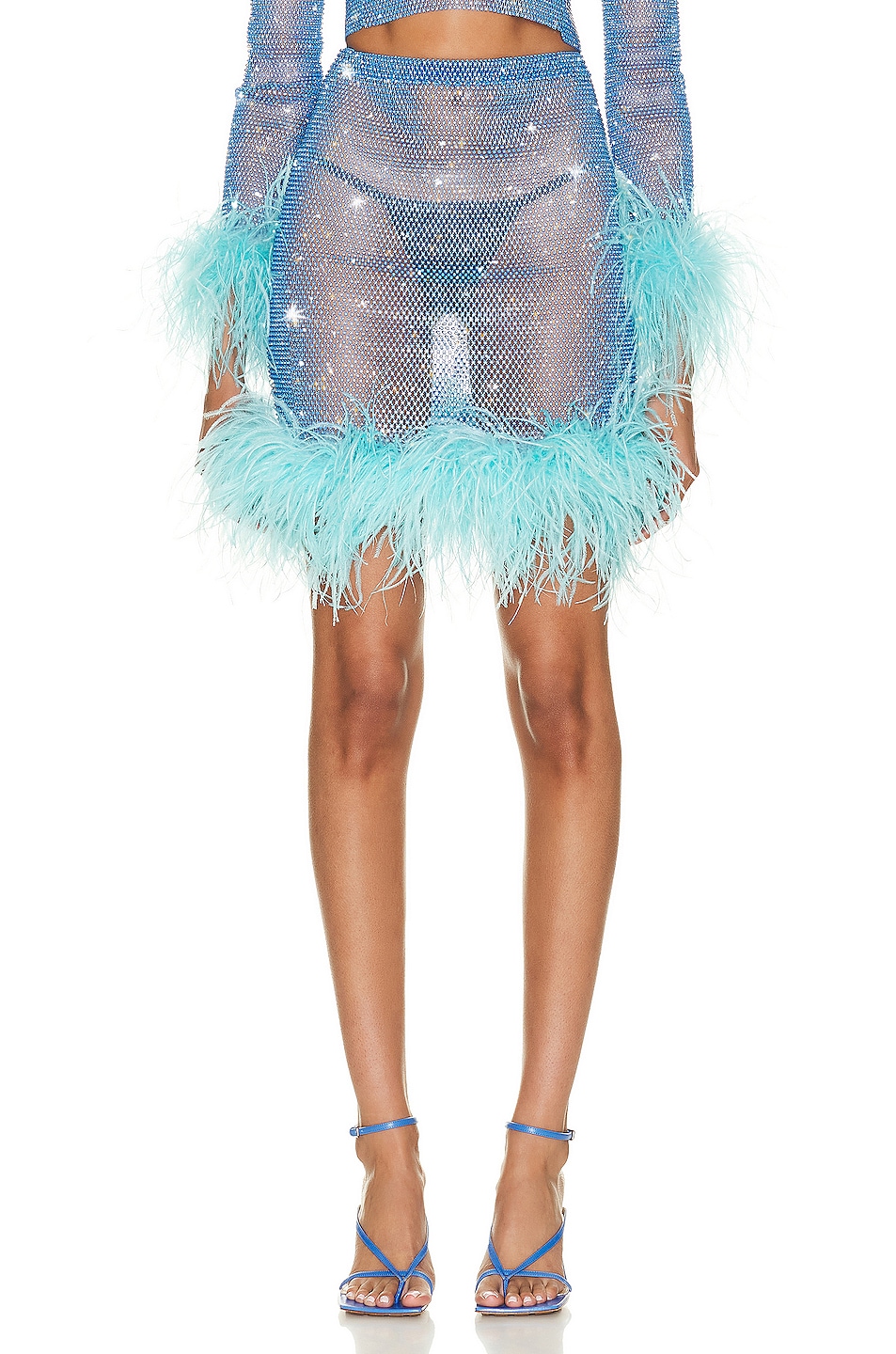 Image 1 of Santa Brands for FWRD Feathers Mini Skirt in Baby Blue
