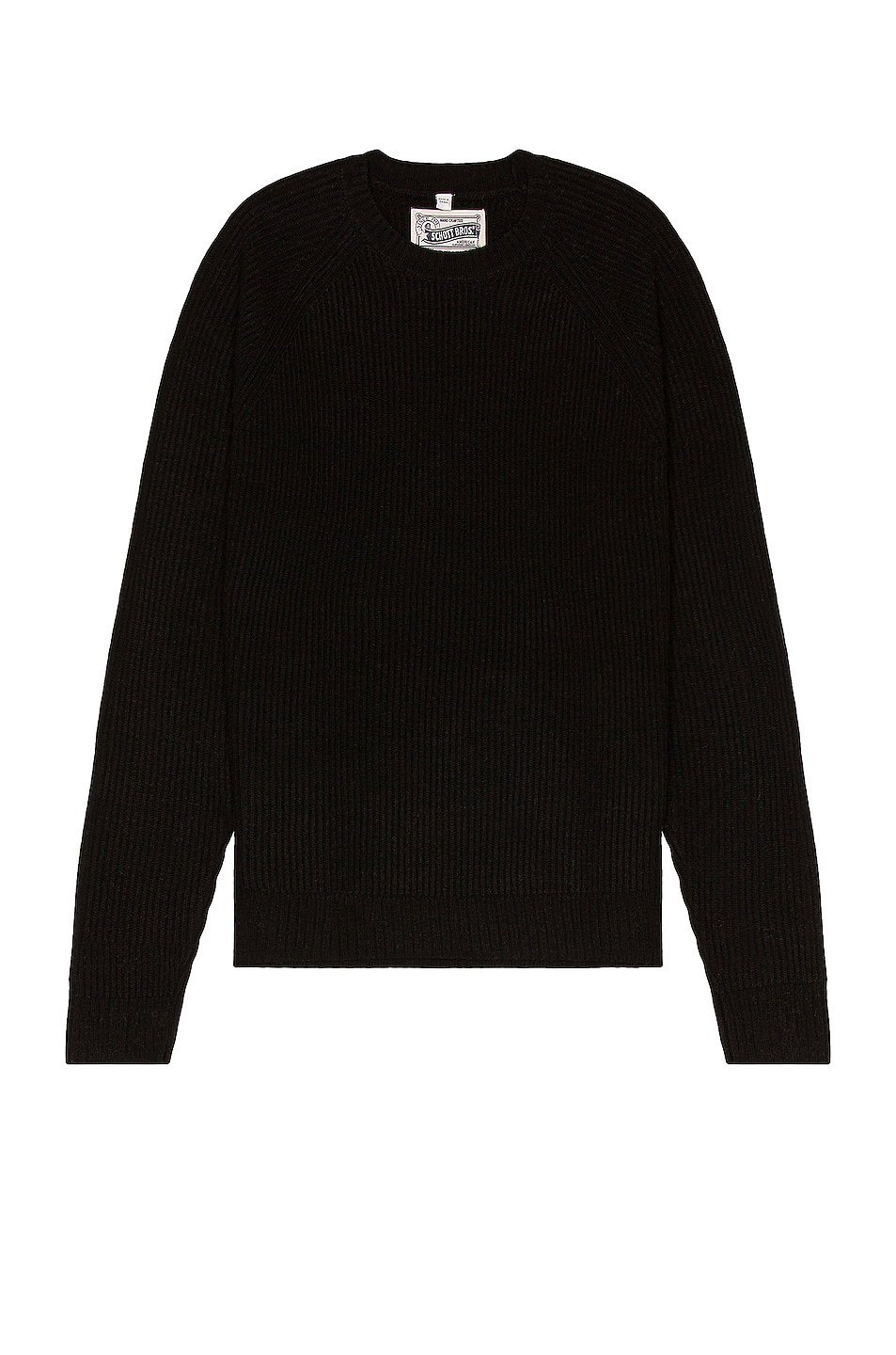 Ribbed Wool Crewneck Sweater in Black