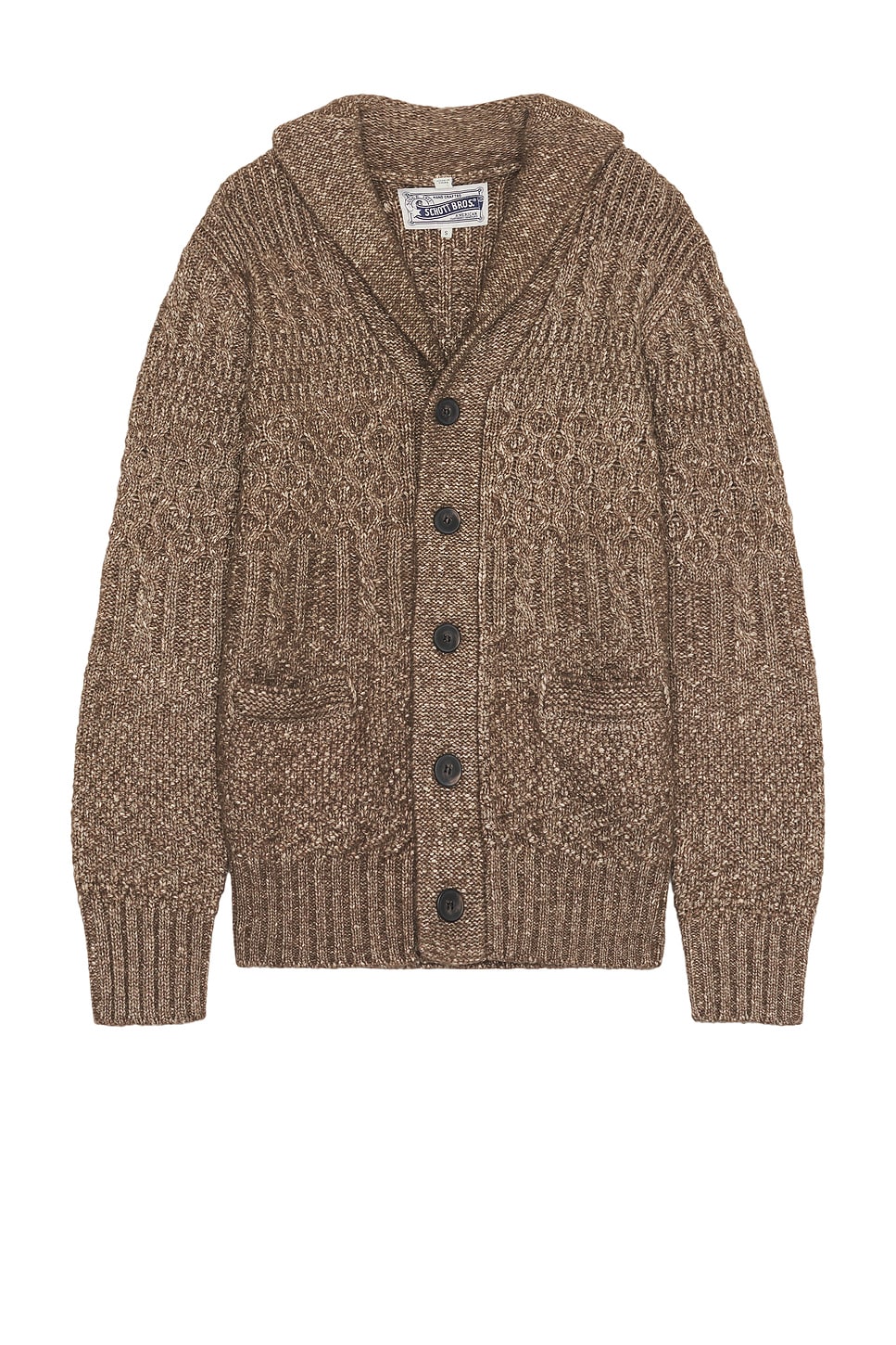 Shop Schott Merino Wool Cardigan In Khaki