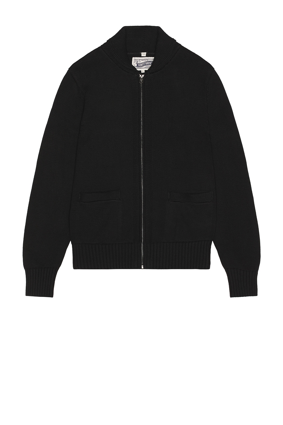 Image 1 of Schott Zip Front Sweater in Black