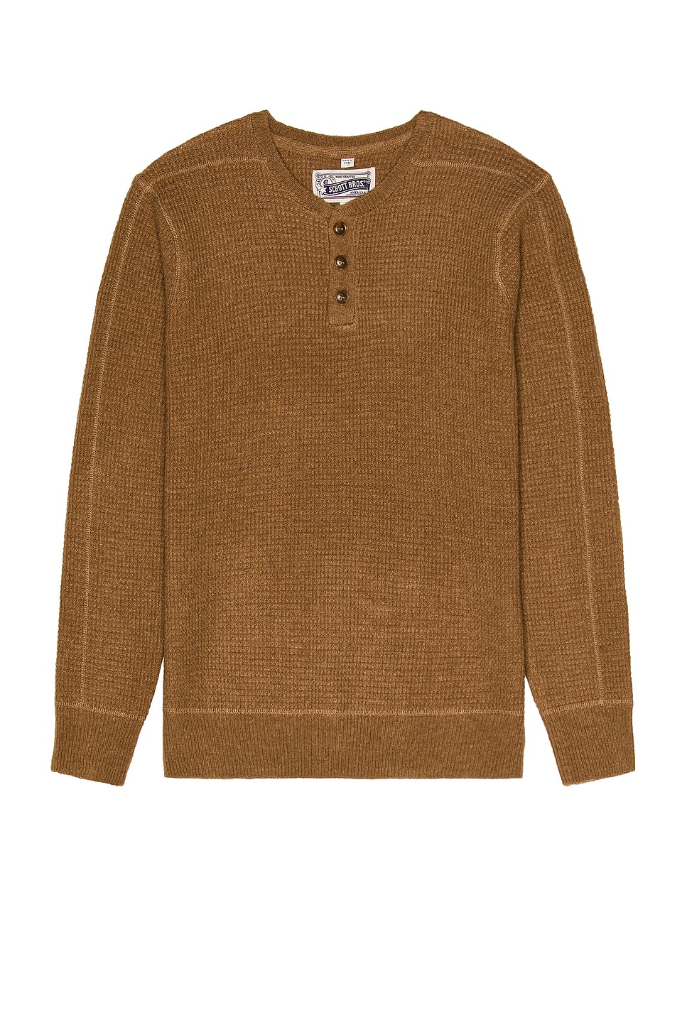 Image 1 of Schott Button Henley Sweater in Camel