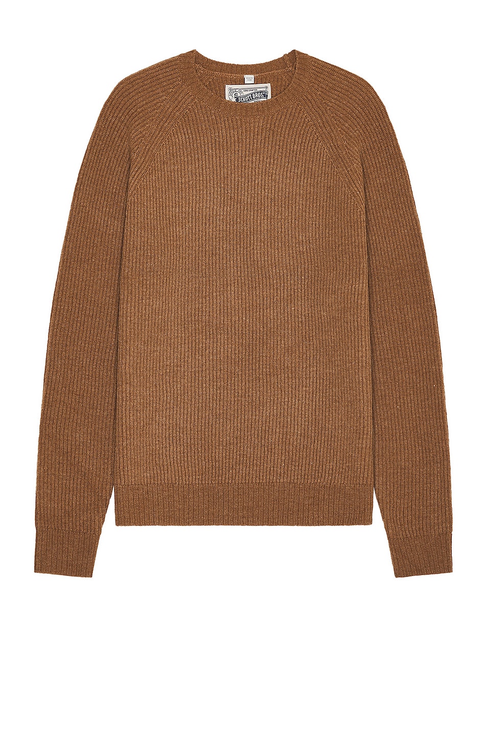 Image 1 of Schott Ribbed Wool Crewneck Sweater in Camel