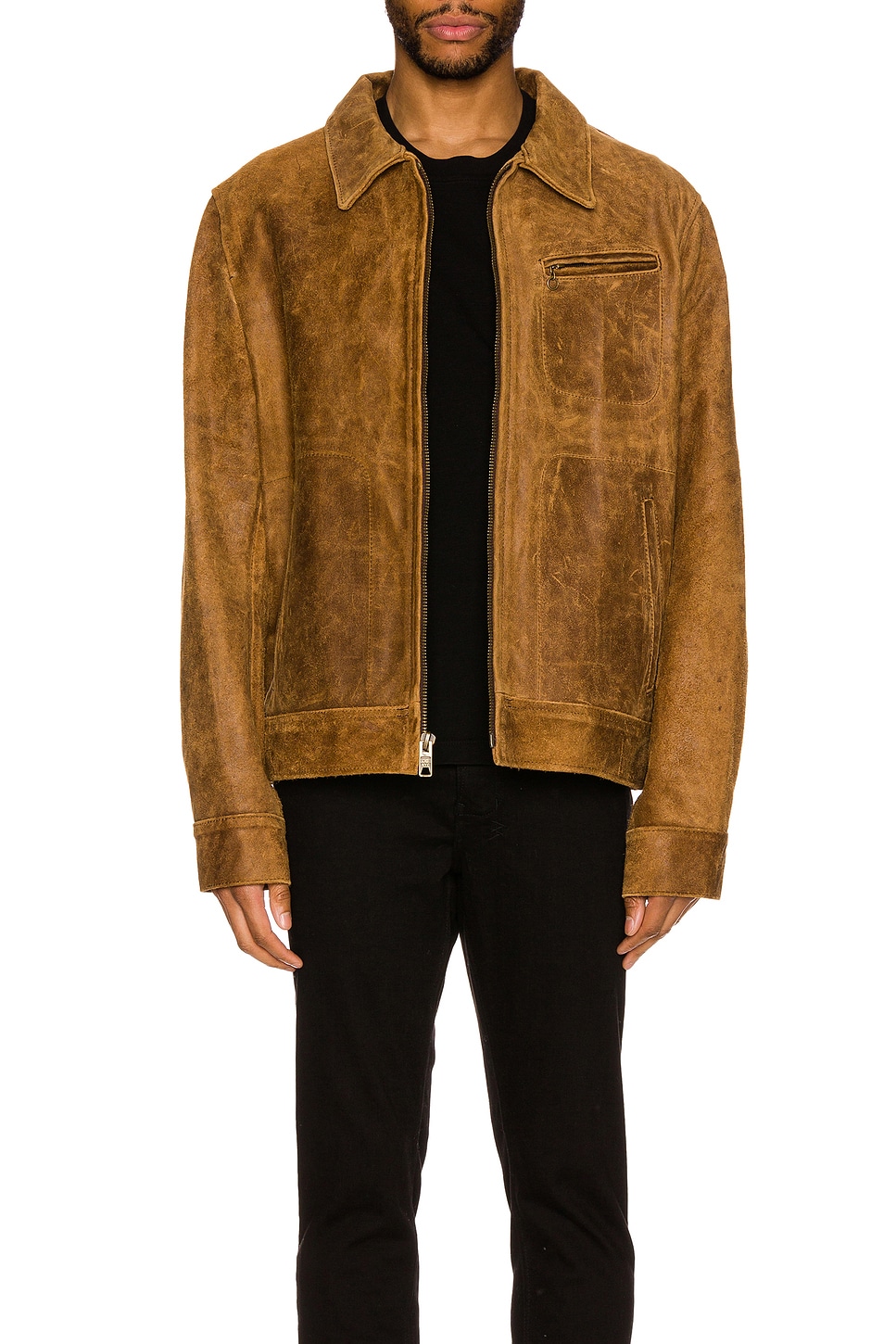 Image 1 of Schott Duke Unlined Rough Suede Jacket in Brown