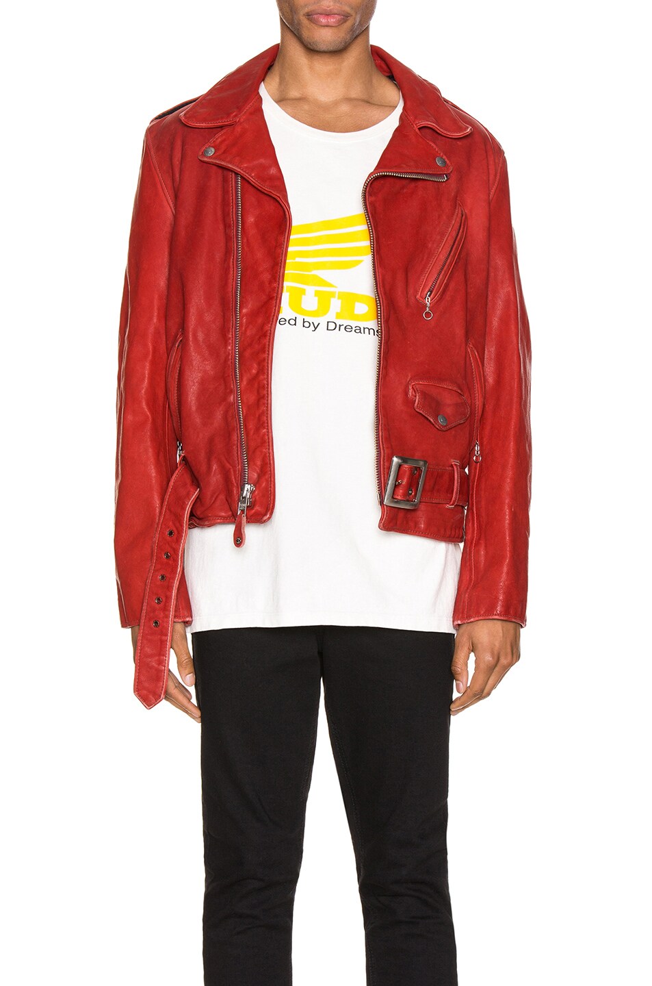 Image 1 of Schott P614 Leather Perfecto Jacket in Red