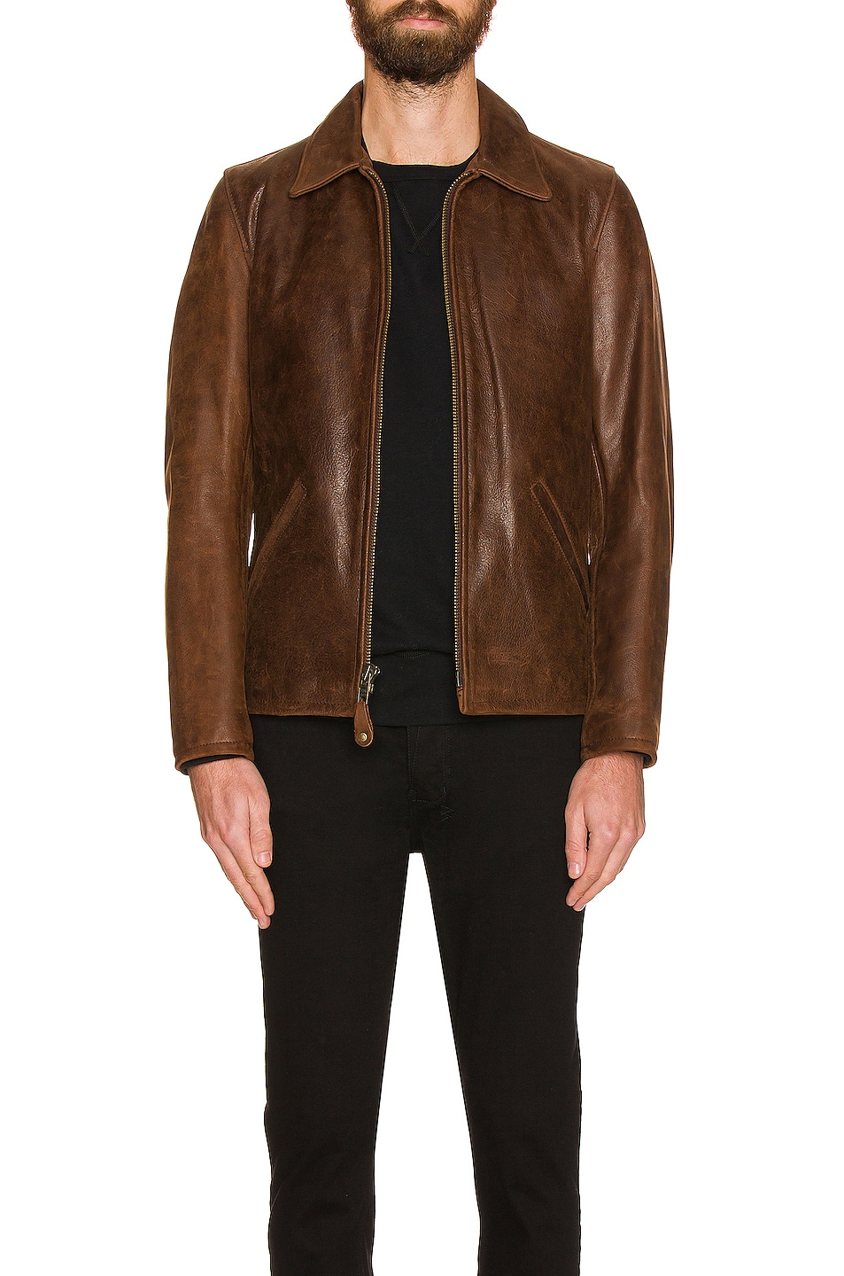 Schott Waxy Buffalo Leather Sunset Jacket in Brown | FWRD