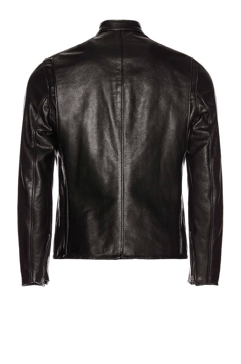 Schott Waxed Natural Pebbled Cowhide Cafe Leather Jacket in Black | FWRD
