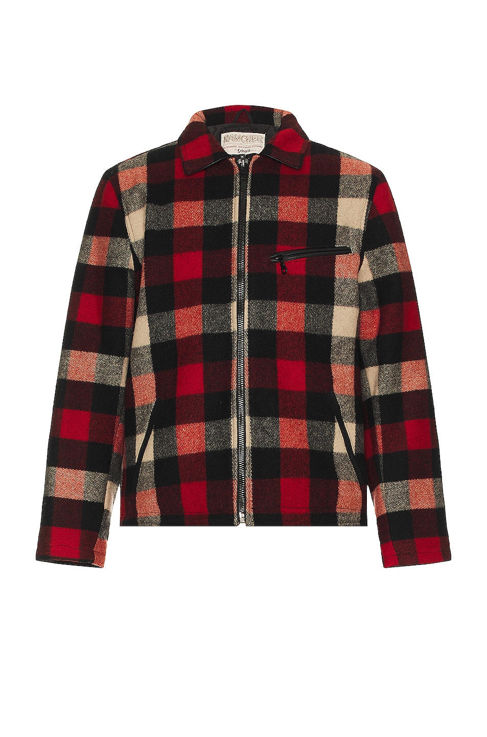 Wool Plaid Station Jacket in Red