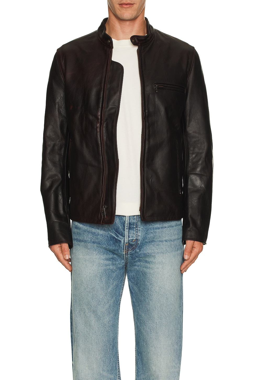Image 1 of Schott NYC Cafe Racer Jacket in Brandy