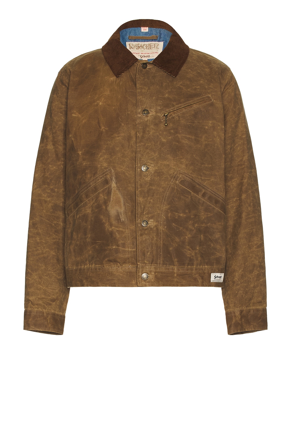 Image 1 of Schott Waxed Cotton Mechanic Jacket in Brown