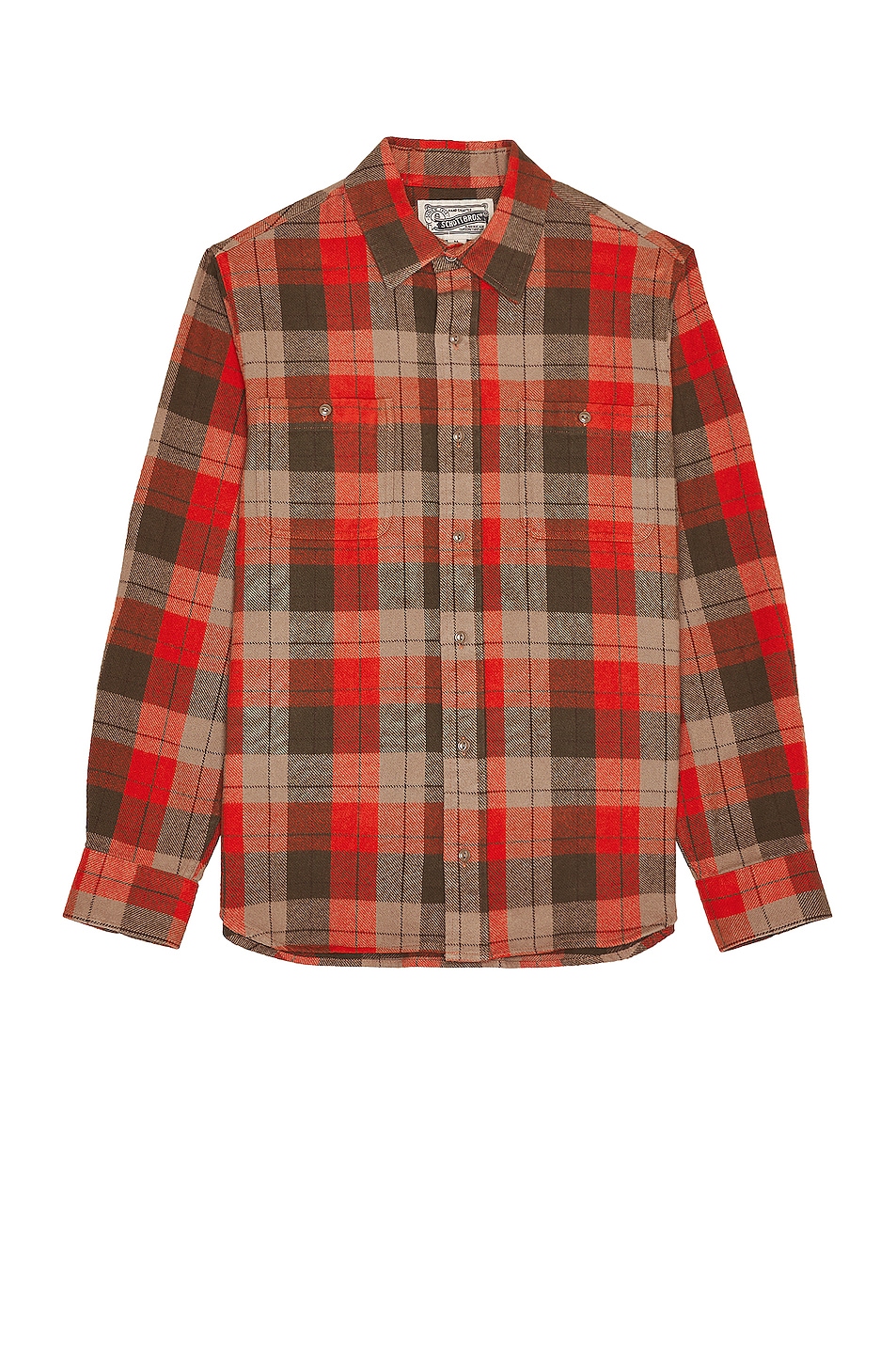 Plaid Cotton Flannel Shirt in Rust