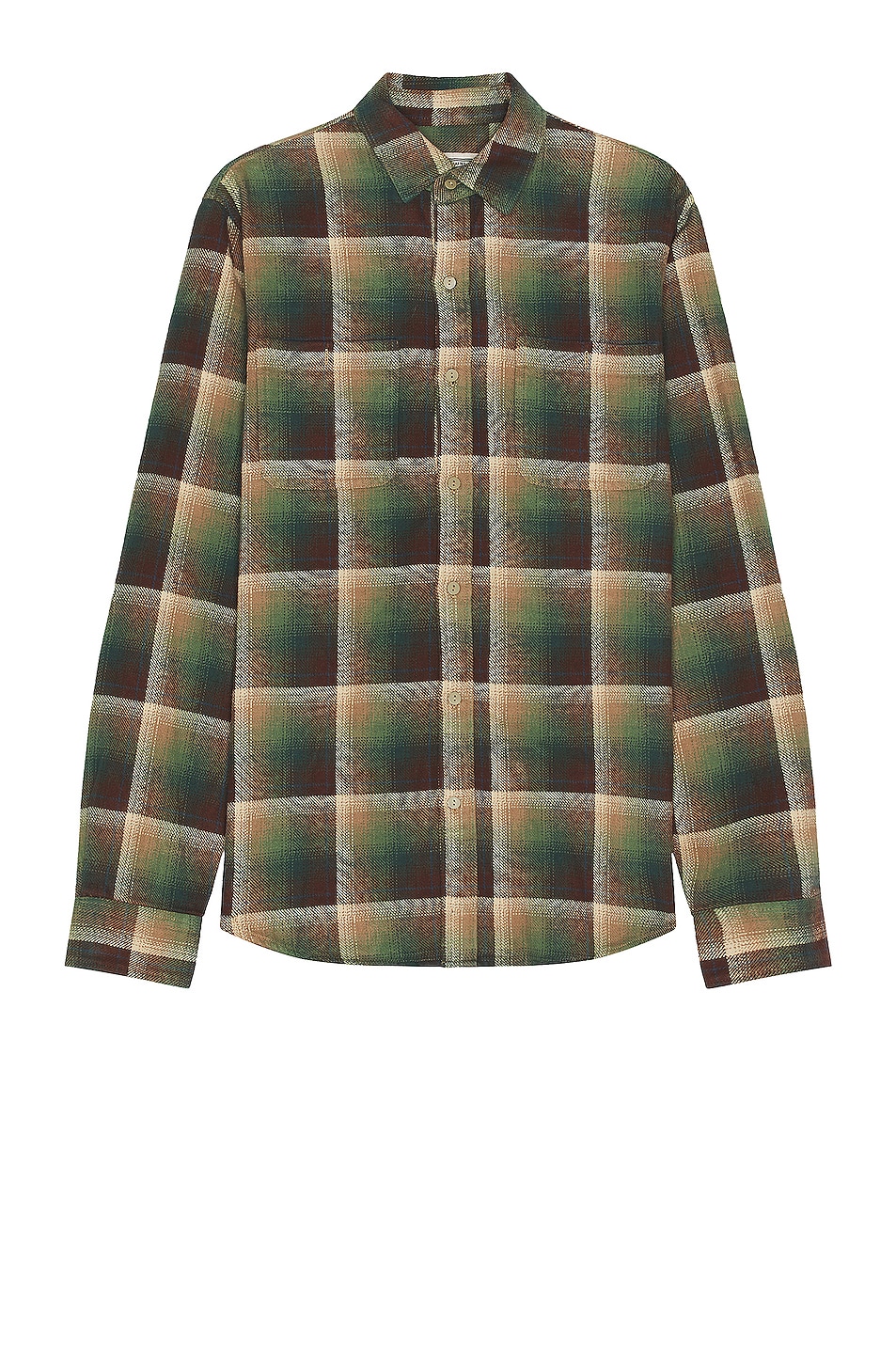 Plaid Cotton Flannel Shirt in Dark Green