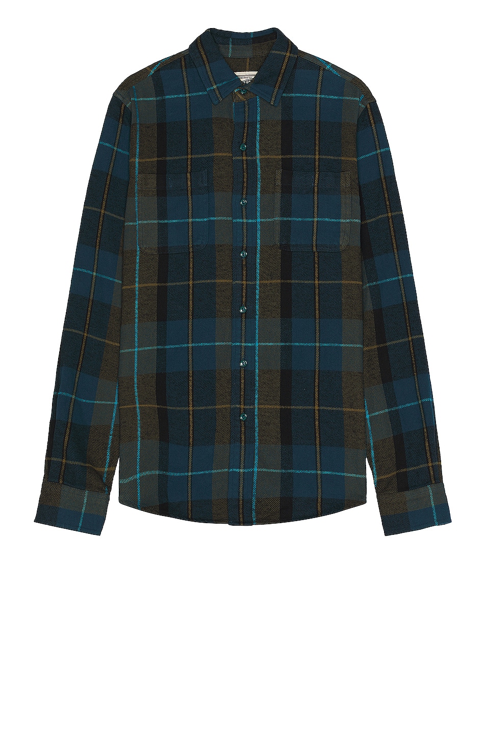 Image 1 of Schott Plaid Cotton Flannel Shirt in Blue Green