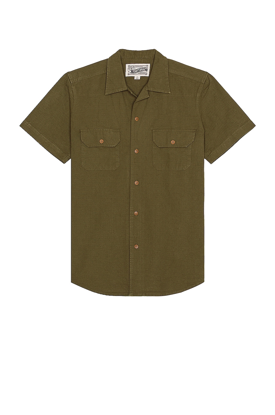 Image 1 of Schott Short Sleeve Rip Stop Work Shirt in Olive