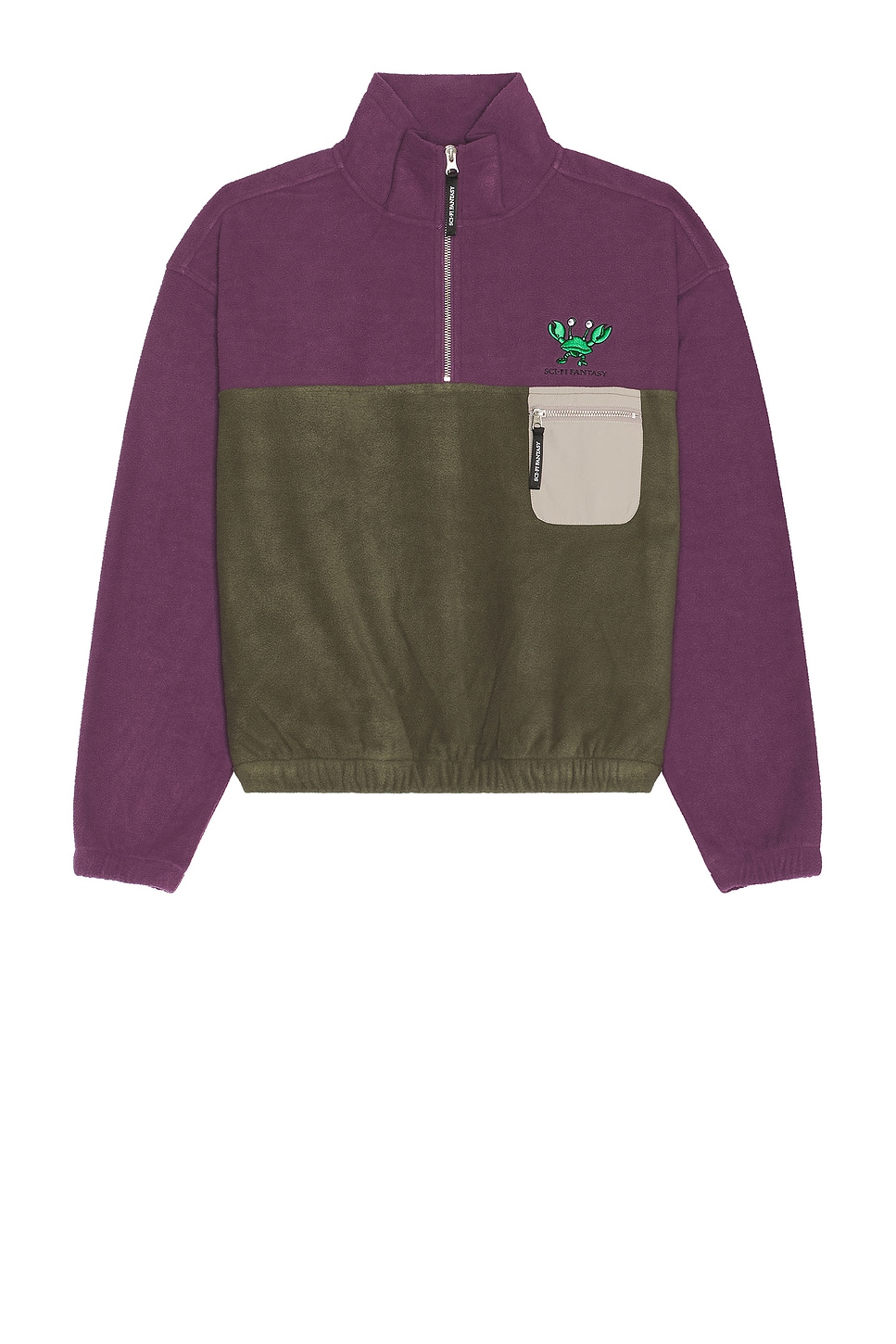 Crab Quarter Zip Pullover Sweater in Olive