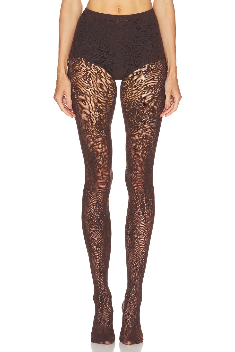 Swedish Stockings Rosa Lace Tights In Brown
