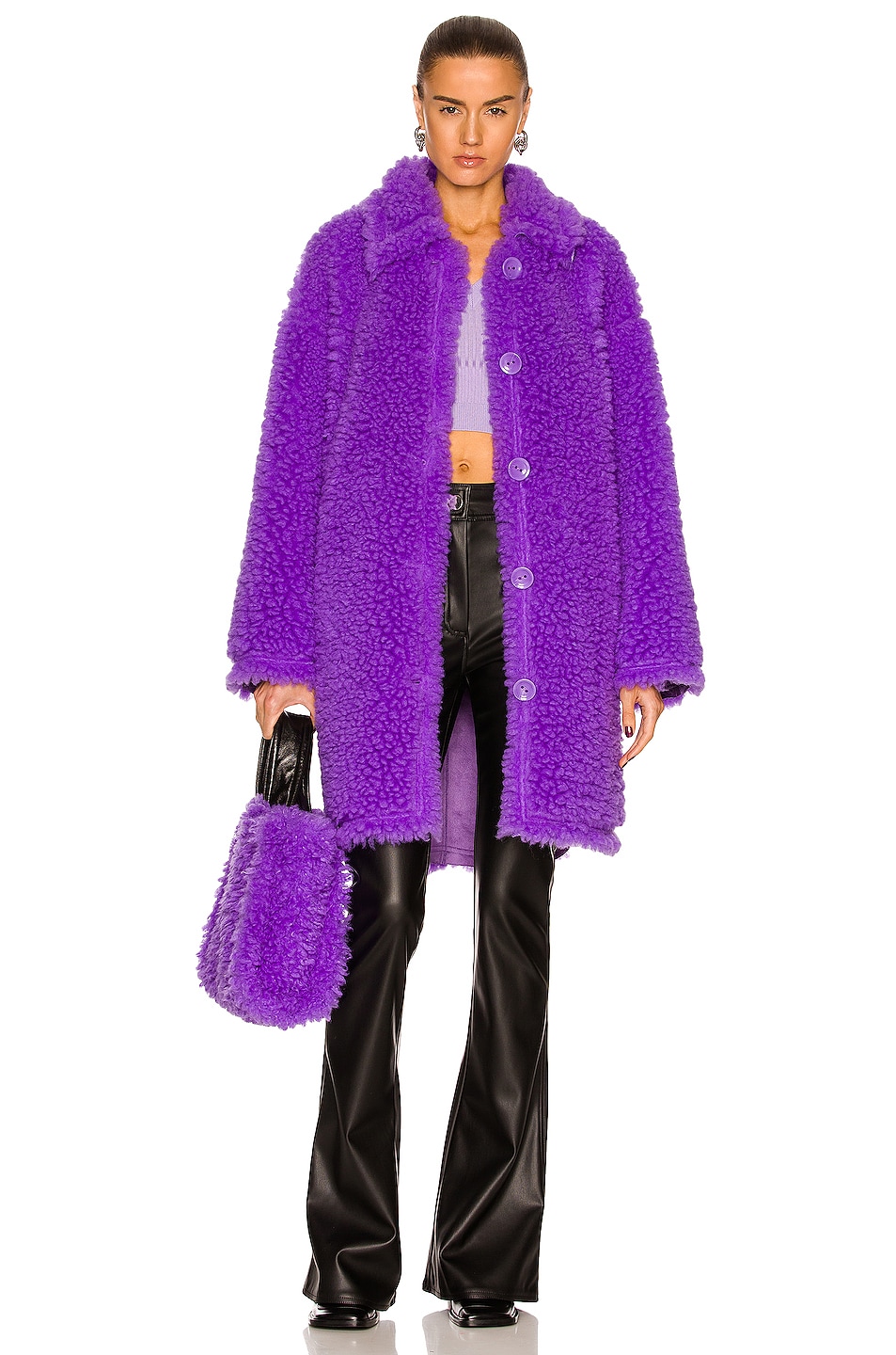 Image 1 of STAND STUDIO Gwen Faux Fur Coat in Neon Violet