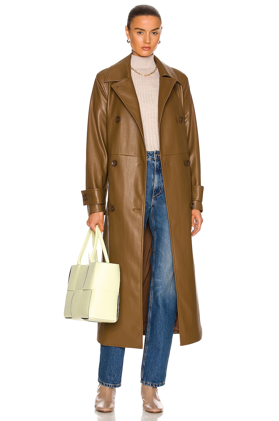 Image 1 of STAND STUDIO Malou Faux Leather Trench Coat in Nougat
