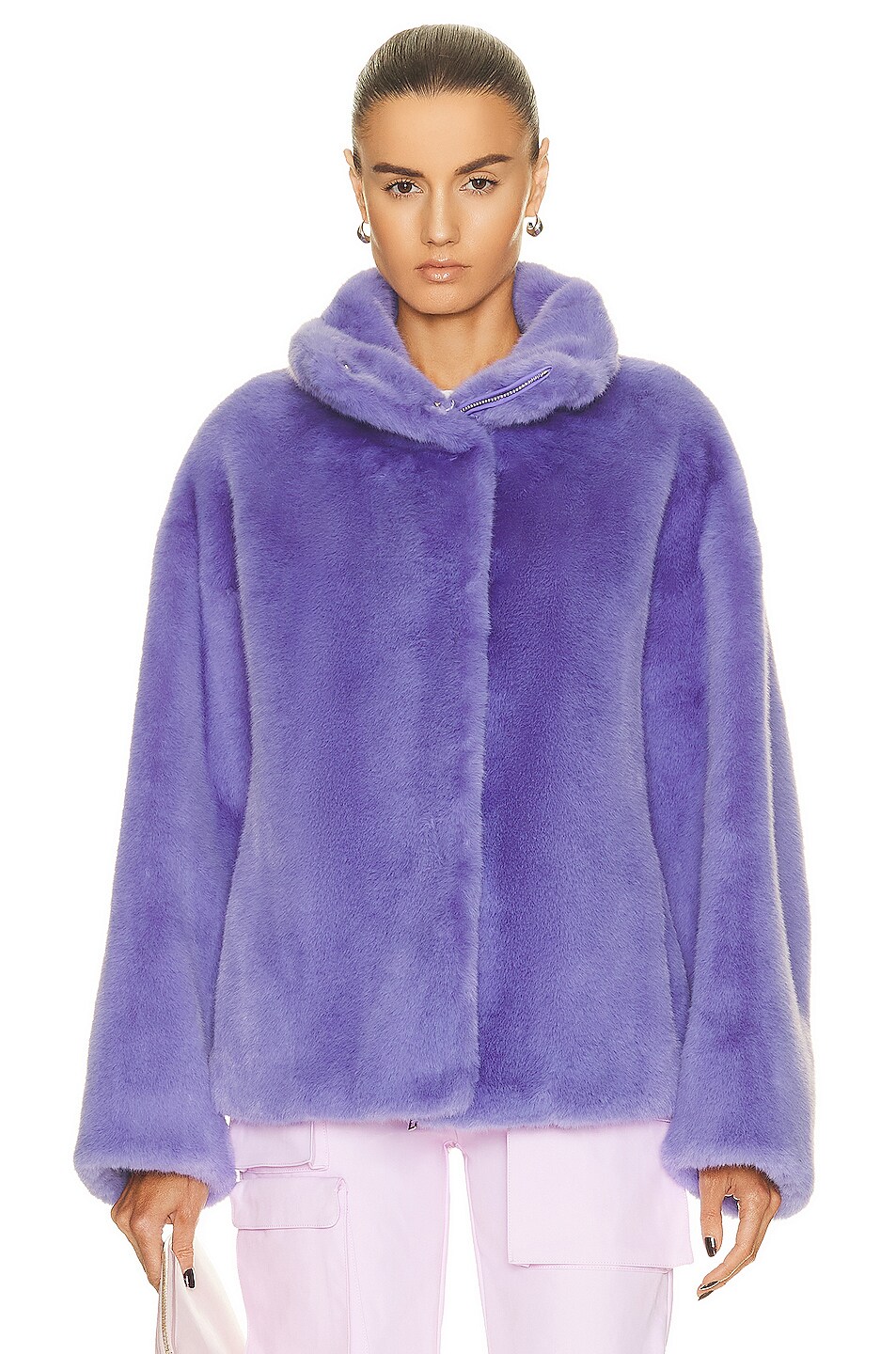 Image 1 of STAND STUDIO Zendaya Faux Fur Jacket in Light Lilac