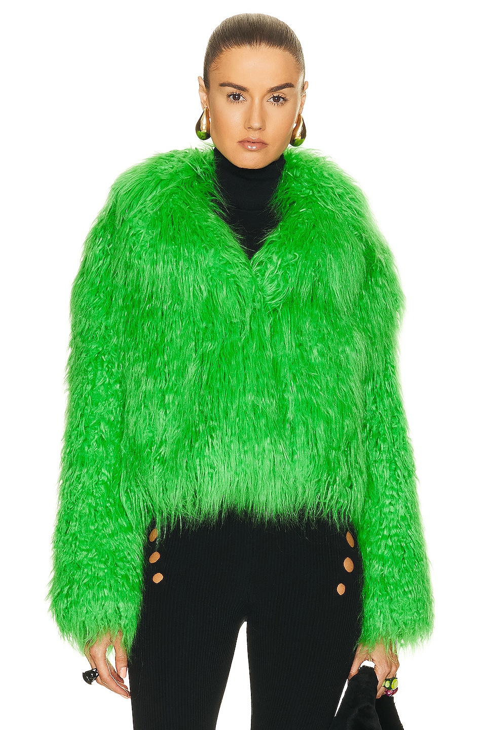Image 1 of STAND STUDIO Janet Faux Fur Jacket in Peridot Green