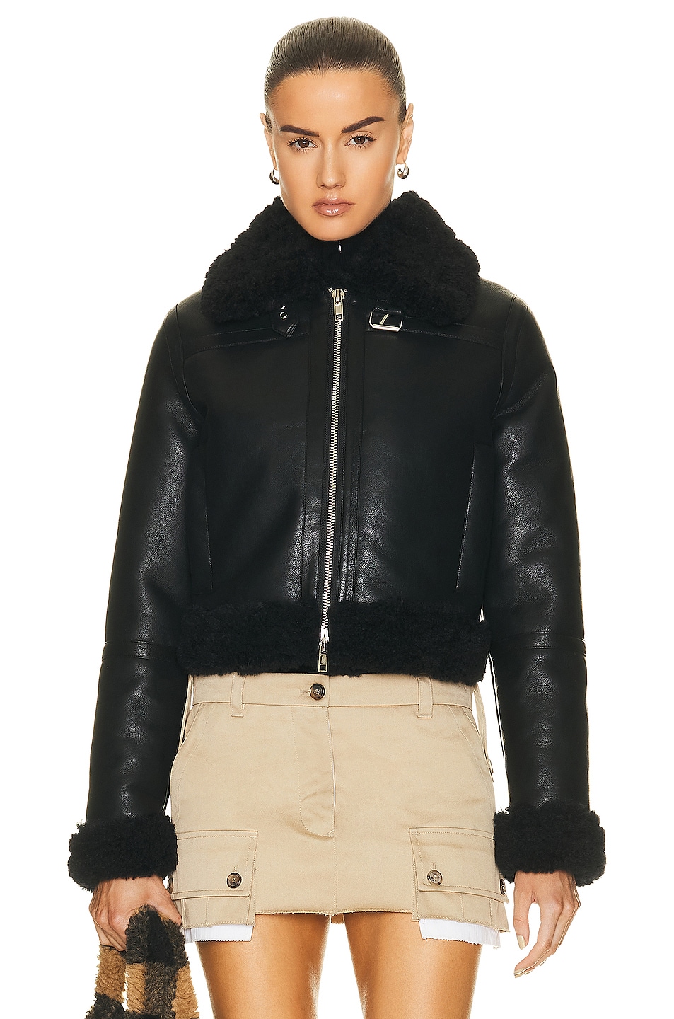 Image 1 of STAND STUDIO Lorelle Faux Shearling Jacket in Black