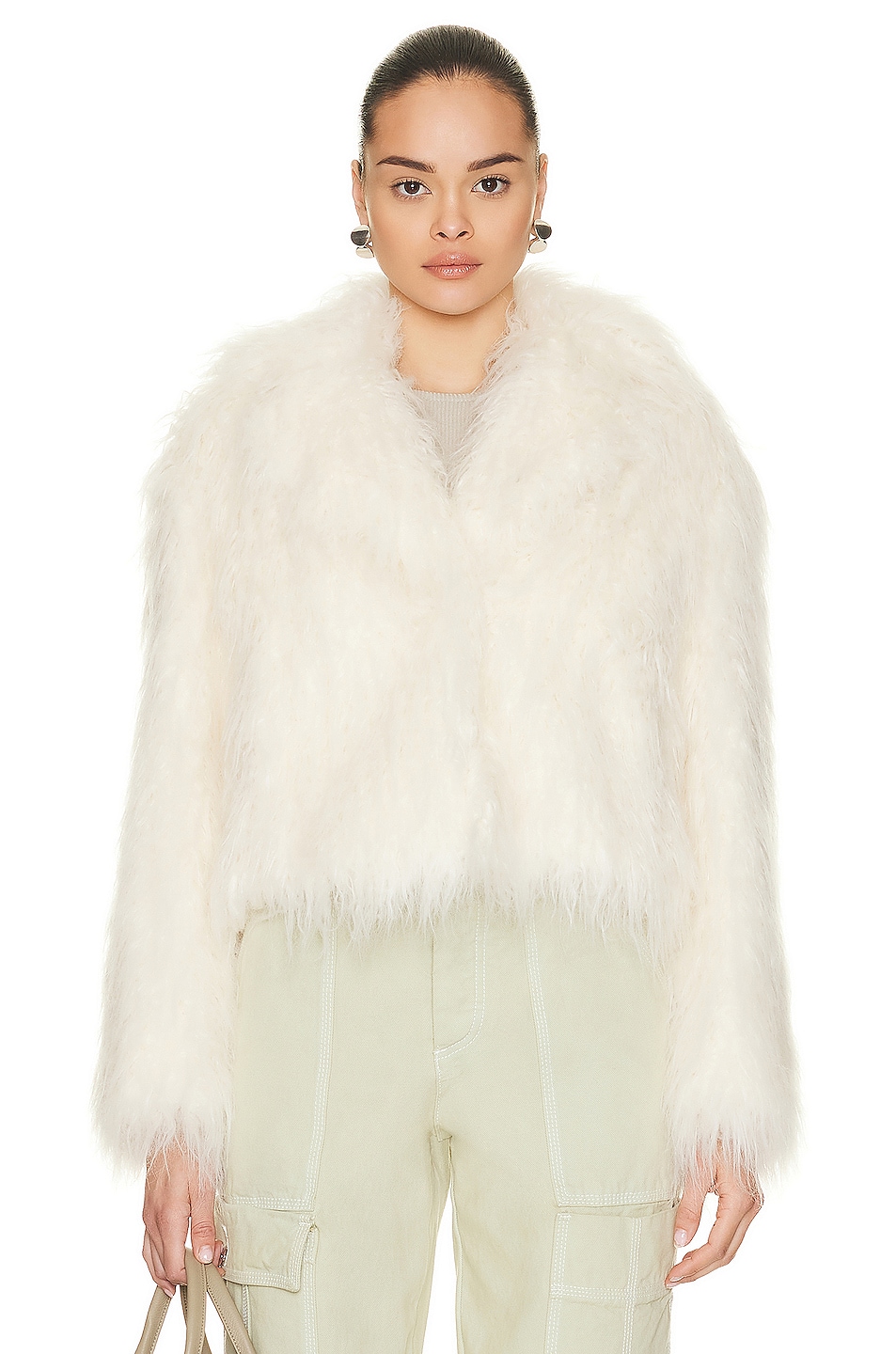 STAND STUDIO Janet Faux Fur Jacket in White | FWRD
