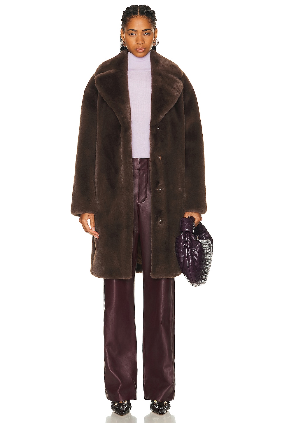 Image 1 of STAND STUDIO Camille Cocoon Coat in Ebony Brown