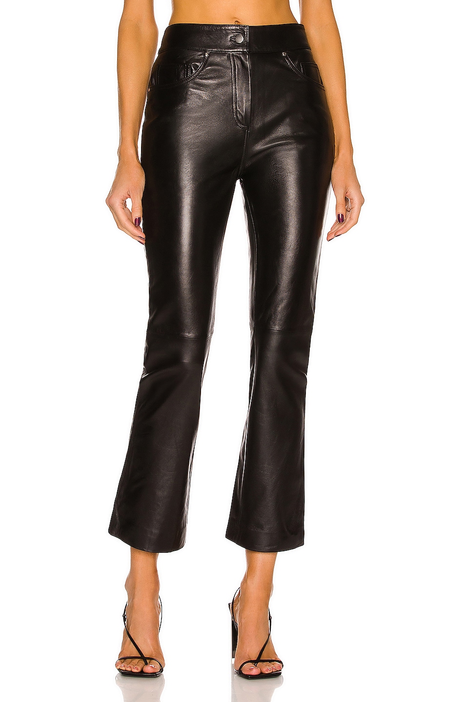 Image 1 of STAND STUDIO Avery Leather Crop Pant in Black
