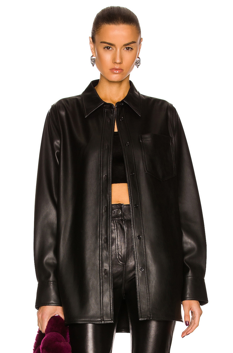 Image 1 of STAND STUDIO Veronica Faux Leather Shirt in Black