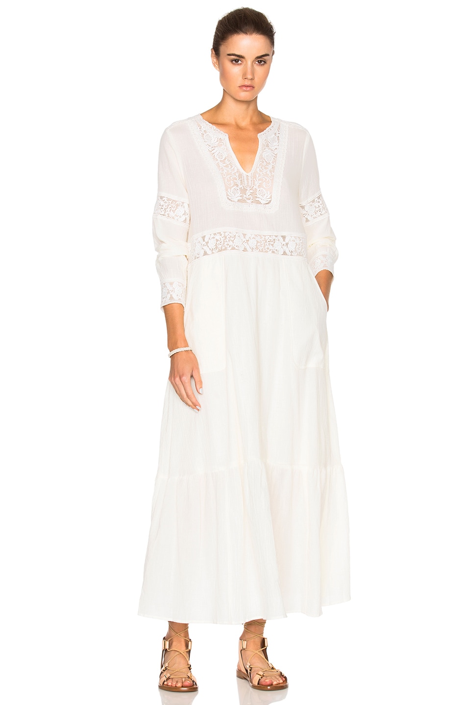 Image 1 of Sea Embroidered Long Sleeve Dress in Cream